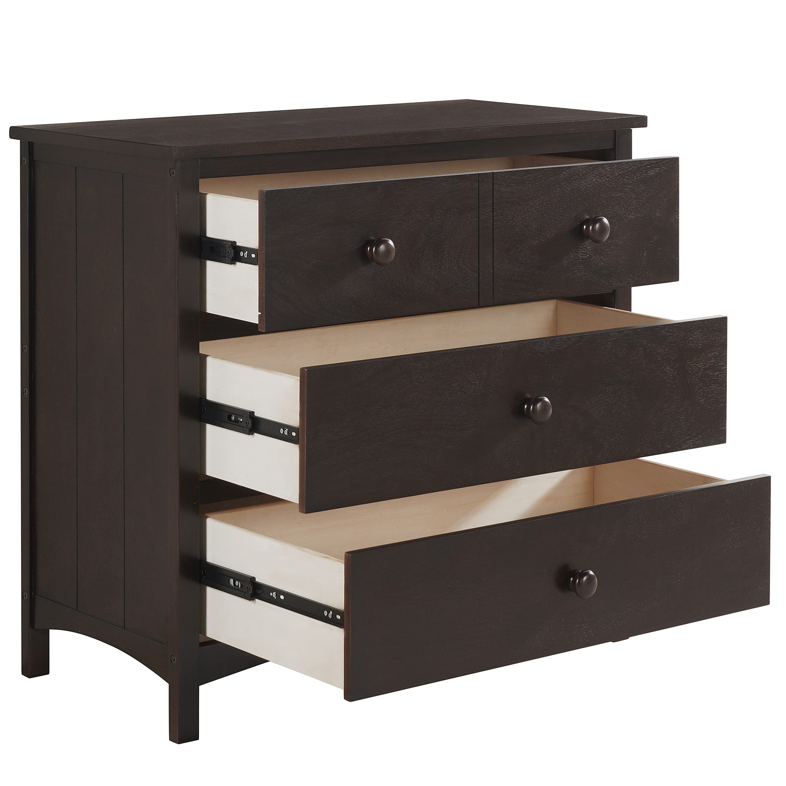 Oxford Baby Universal 3-Drawer Dresser, Espresso Brown - Nursery Storage Solution for Baby Clothes, Diapers & Toys | Solid Wood Dresser for Boys & Girls Rooms