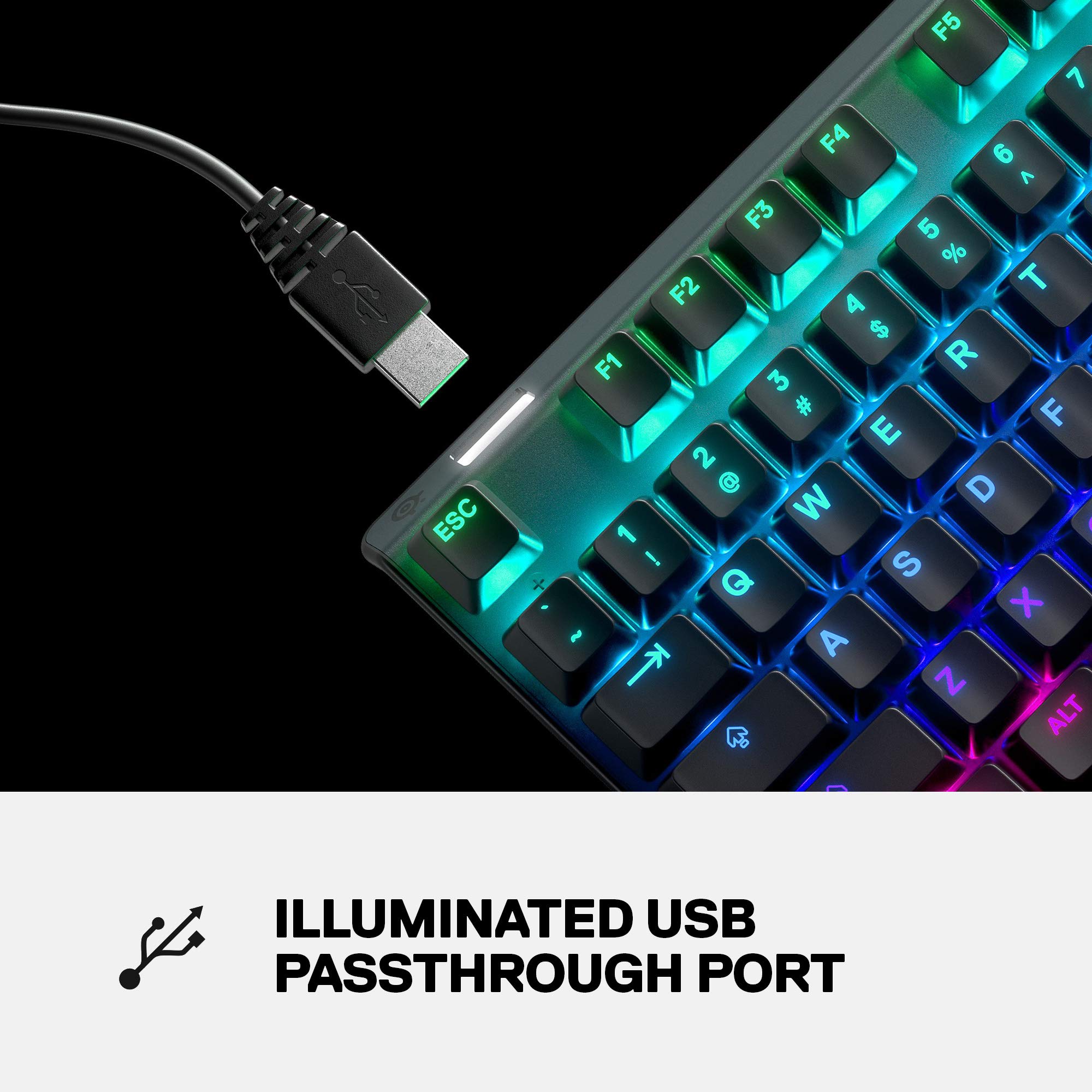 SteelSeries Apex 7 Mechanical Gaming Keyboard with OLED Smart Display - USB Passthrough & Media Controls - Tactile Quiet Brown Switch - RGB Backlit for PC, Mac, PS5, Xbox - Perfect for Gaming, Streaming & Office Work
