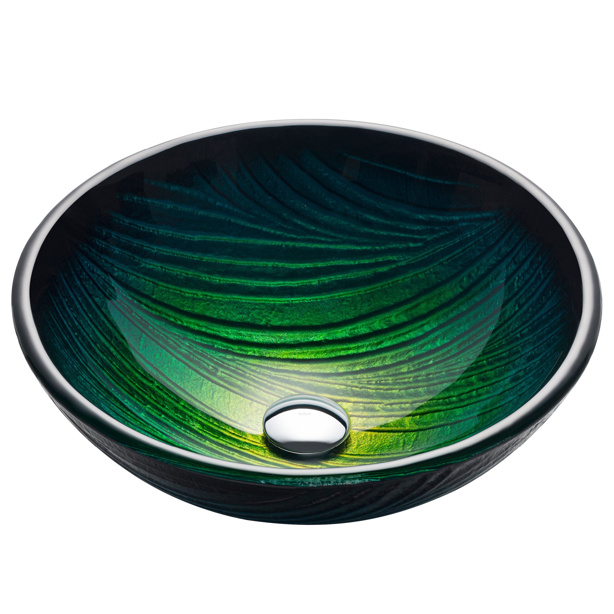 KRAUS Nature Series™ 17 Inch Round Green Glass Vessel Bathroom Sink - Modern Glass Basin for Vanity, Countertop, or Bathroom Remodel - GV-391-19mm