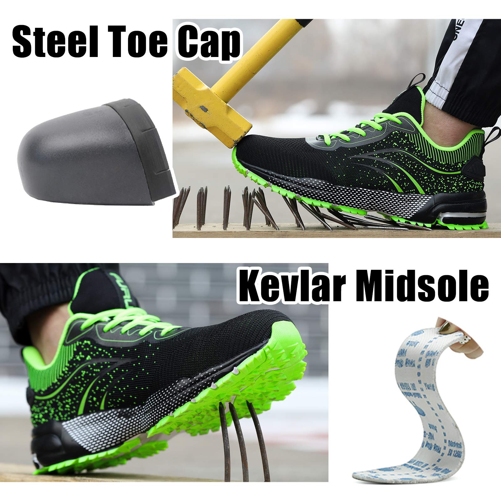 Furuian Steel Toe Shoes for Men & Women - Lightweight Safety Work Sneakers with Comfortable Steel Toe for Warehouse, Construction & Industrial Use - Perfect for OSHA-Compliant Workplace Safety