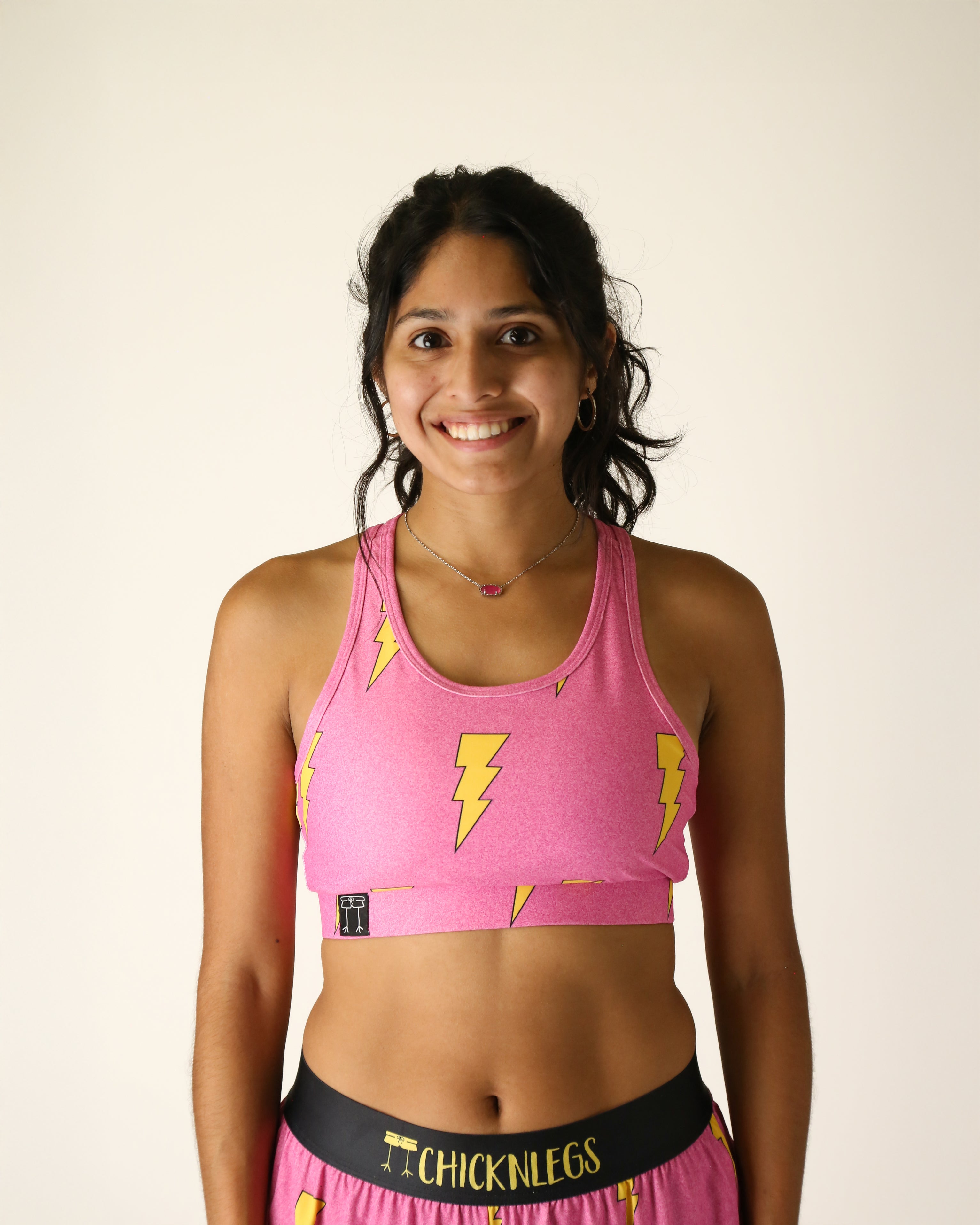 Pink Bolts OG Sports Bra for Women - High Support Workout Top for Running, Yoga & Gym - Breathable & Comfortable Activewear