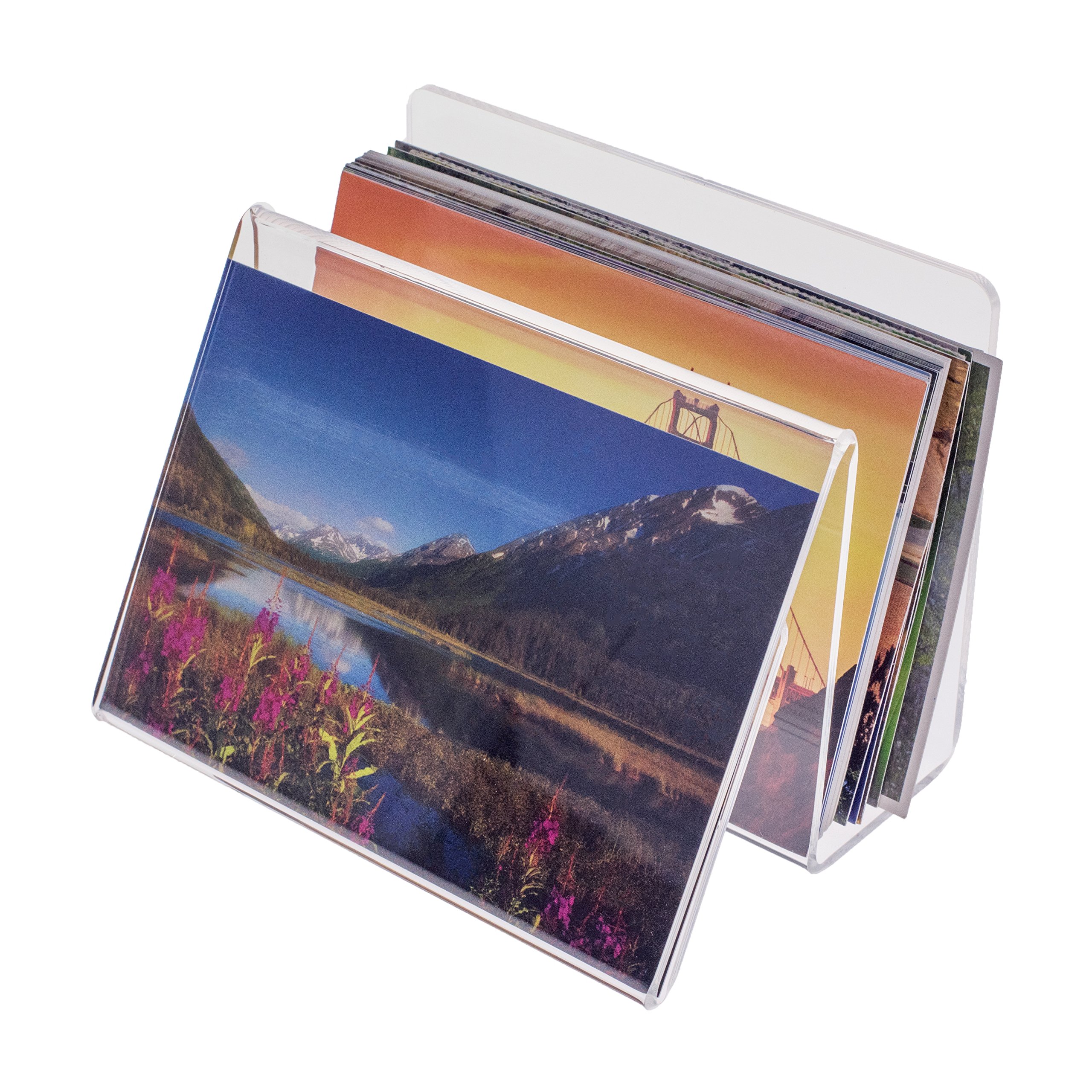 Source One Deluxe Clear Acrylic Desk Organizer with Picture/Postcard Display - Perfect for Office, Home & School Organization
