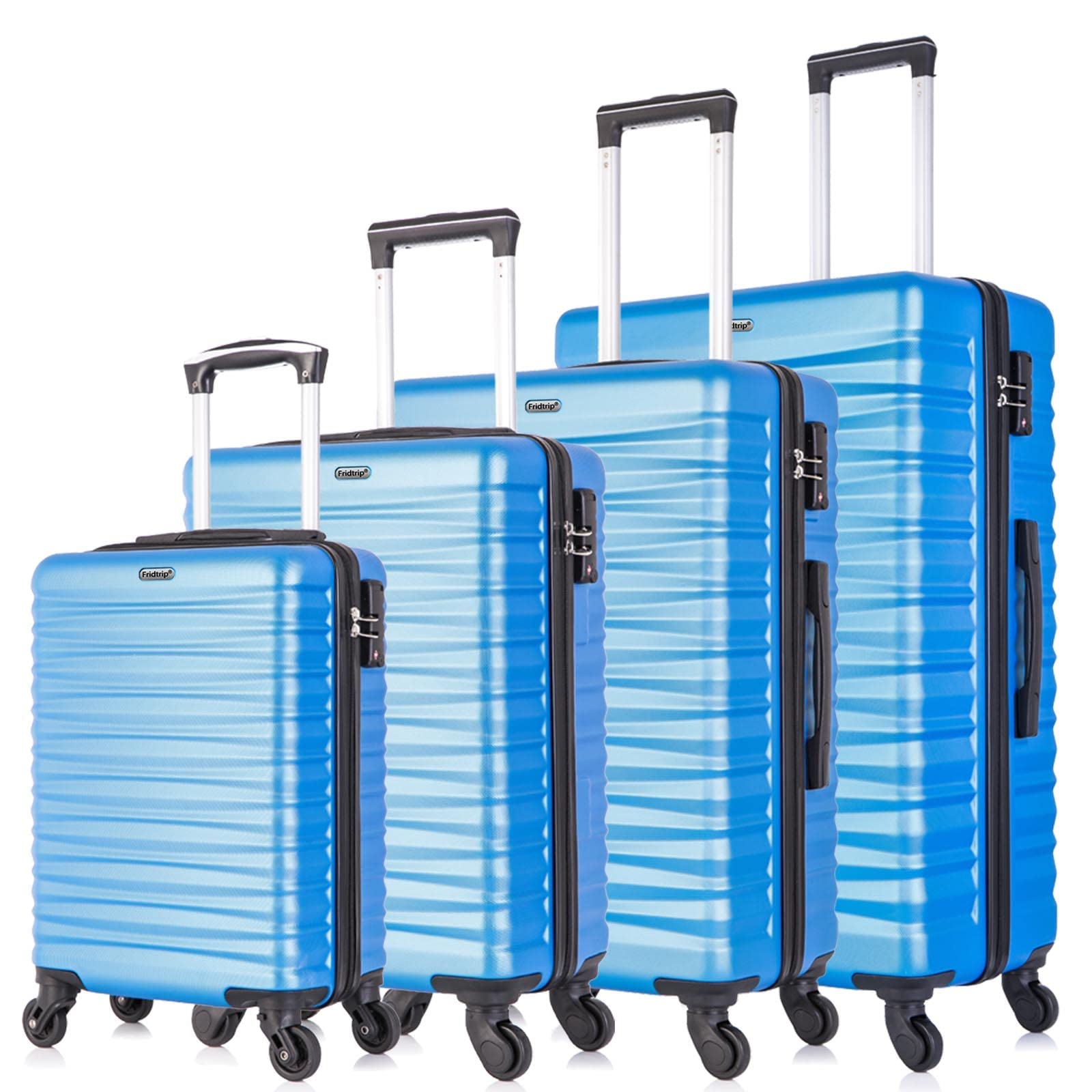 4 Piece ABS Hardshell Luggage Set with TSA Lock & Spinner Wheels - Expandable Light Blue Travel Suitcases for Family Vacations & Business Trips (4PCs)