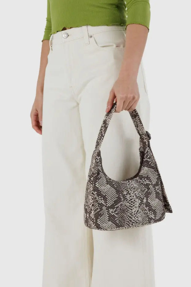 Mini Nylon Shoulder Bag for Women | Snakeskin Print Crossbody Purse | Fashionable & Lightweight for Travel, Shopping & Everyday Use