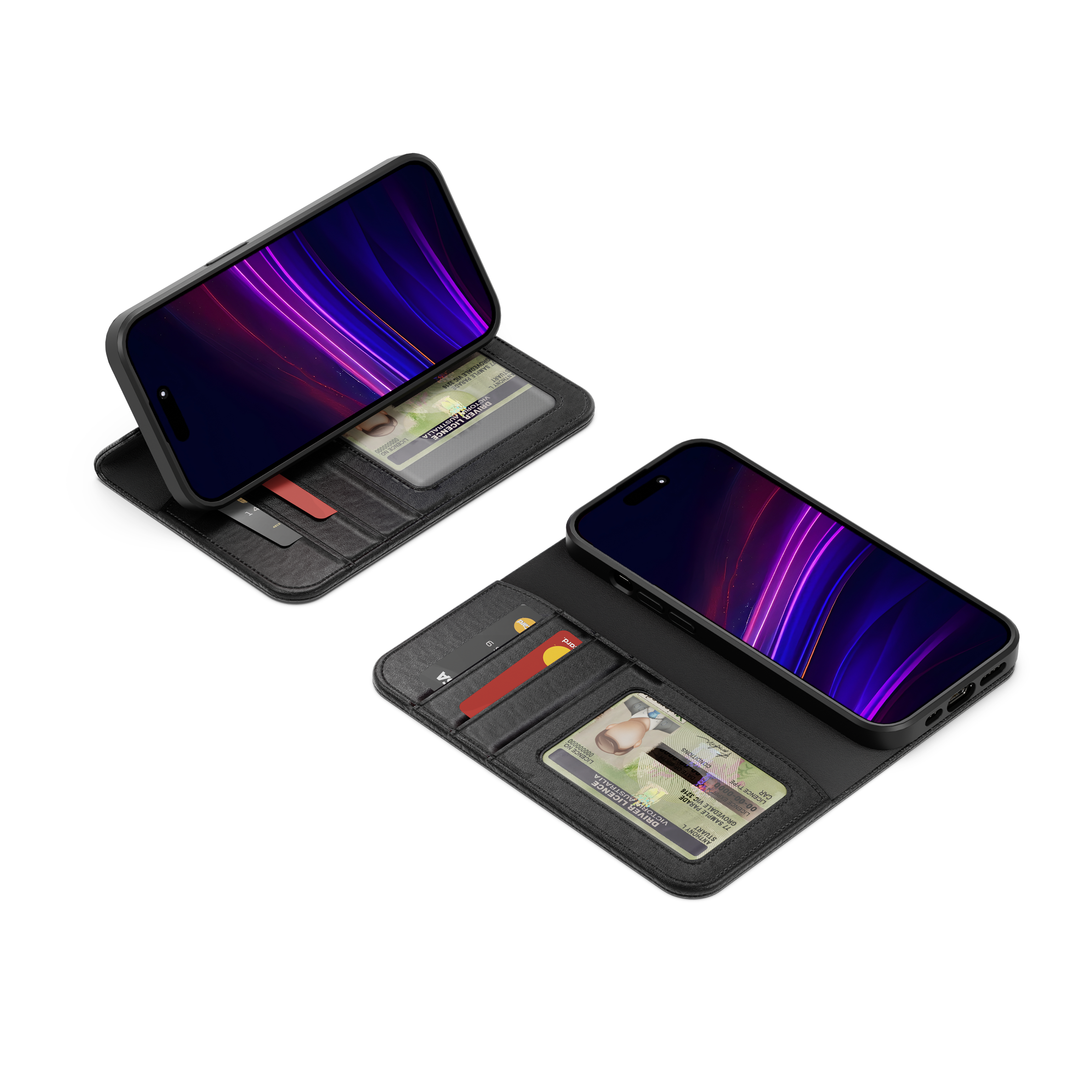 Premium Leather Wallet Case for iPhone 16 Pro - Slim RFID Blocking Protective Cover with Card Slots | Perfect for Everyday Use, Travel & Business Meetings