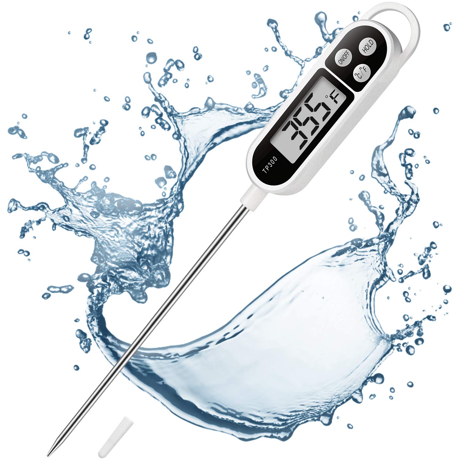 AikTryee Digital Instant Read Meat Thermometer - Fast & Accurate Cooking Thermometer for Kitchen, BBQ, Grill, Smoker, Deep Fry Oil, Candy - Perfect for Grilling, Baking, and Food Safety