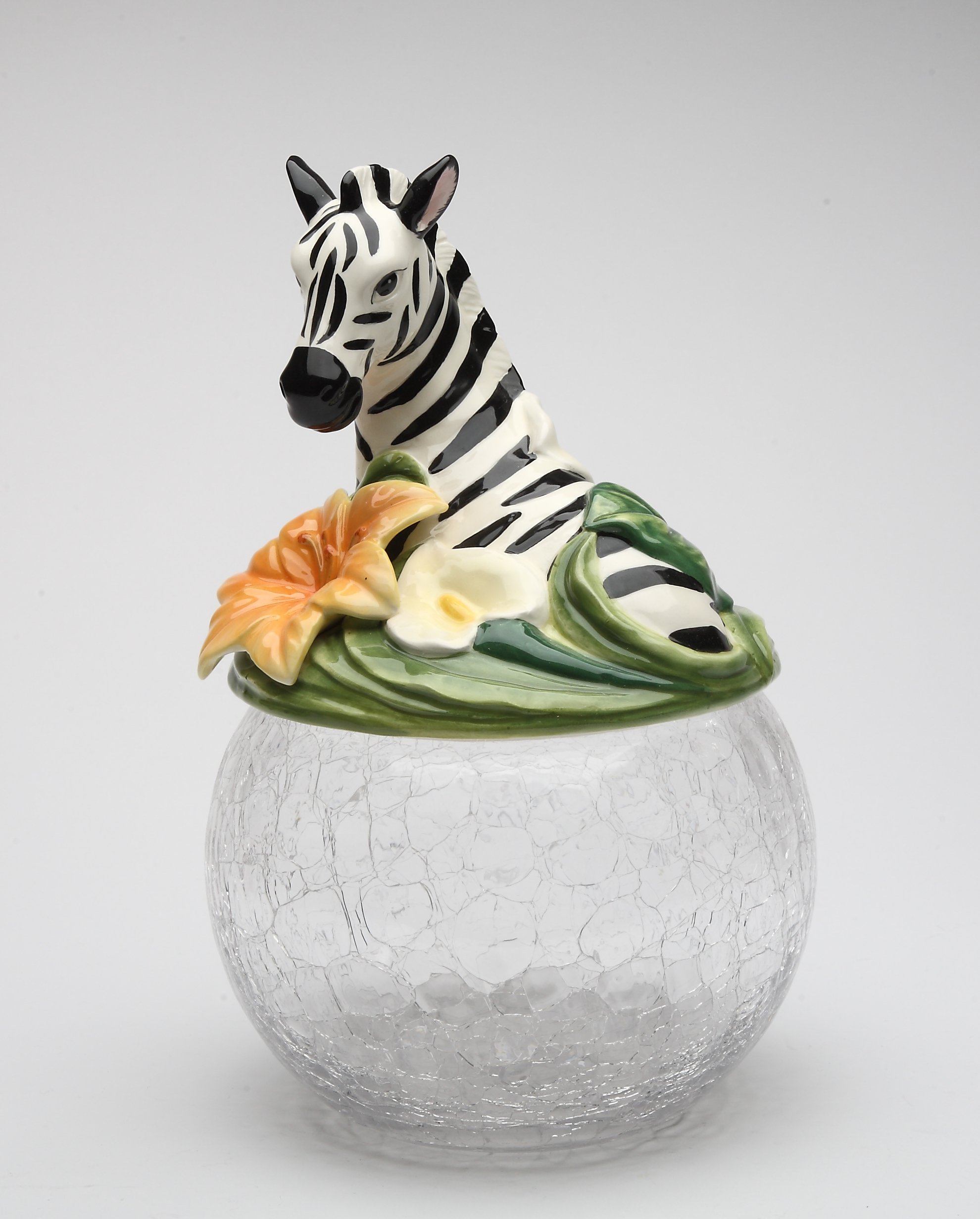 Cosmos Gifts 10804 Zebra Glass Cookie Jar - Airtight Storage for Cookies, Candy & Snacks - Perfect for Kitchen, Pantry & Dining Room Decor