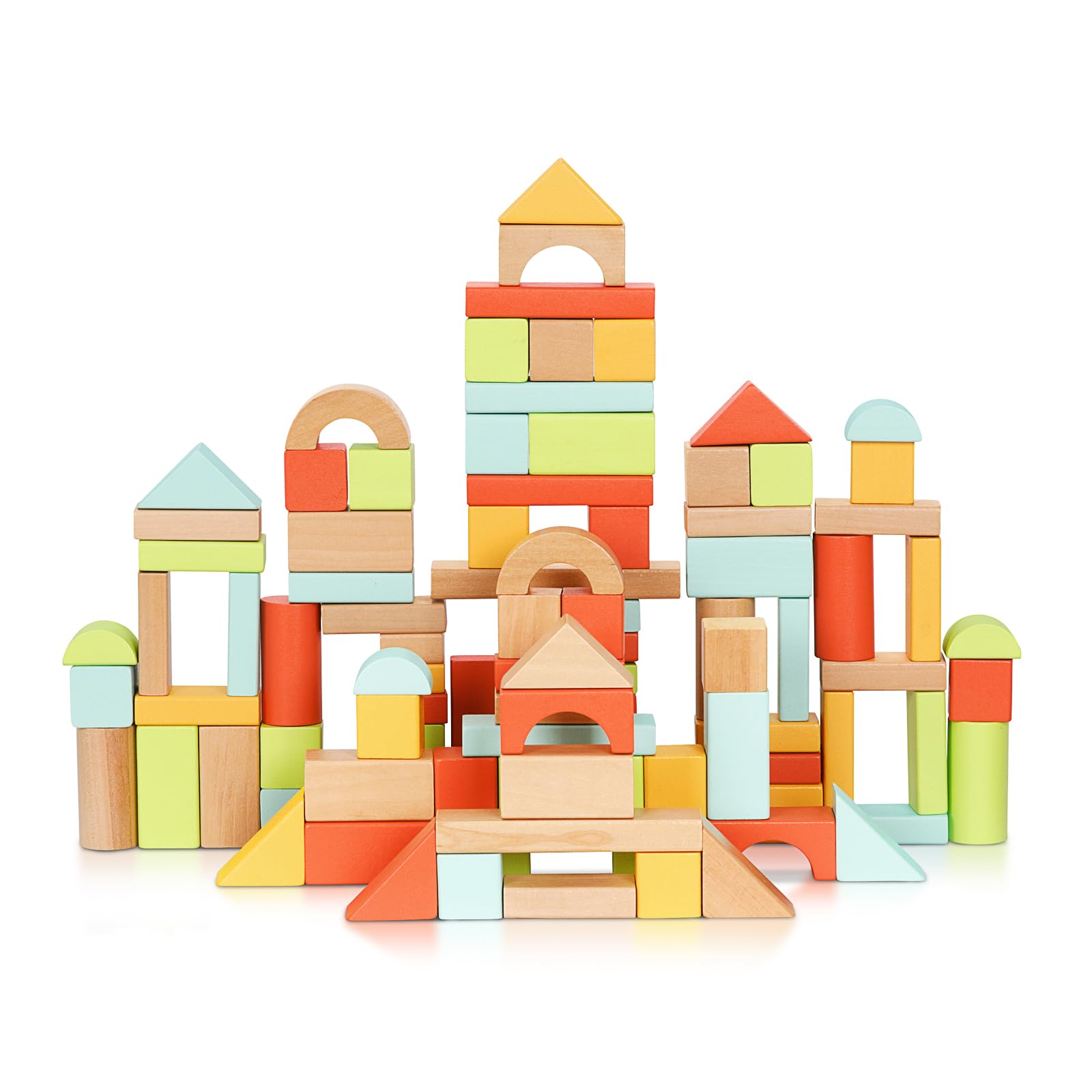 Wooden Building Blocks for Toddlers 1-3 with Storage Bucket - Montessori Learning Toys for Preschool Kids | Creative Play & Early Education