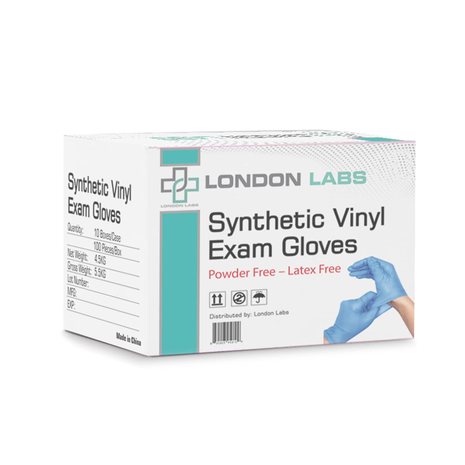 London Labs 1000-Count Synthetic Vinyl Exam Gloves | Latex-Free & Powder-Free Disposable Gloves for Medical, Dental, Food Service & Cleaning