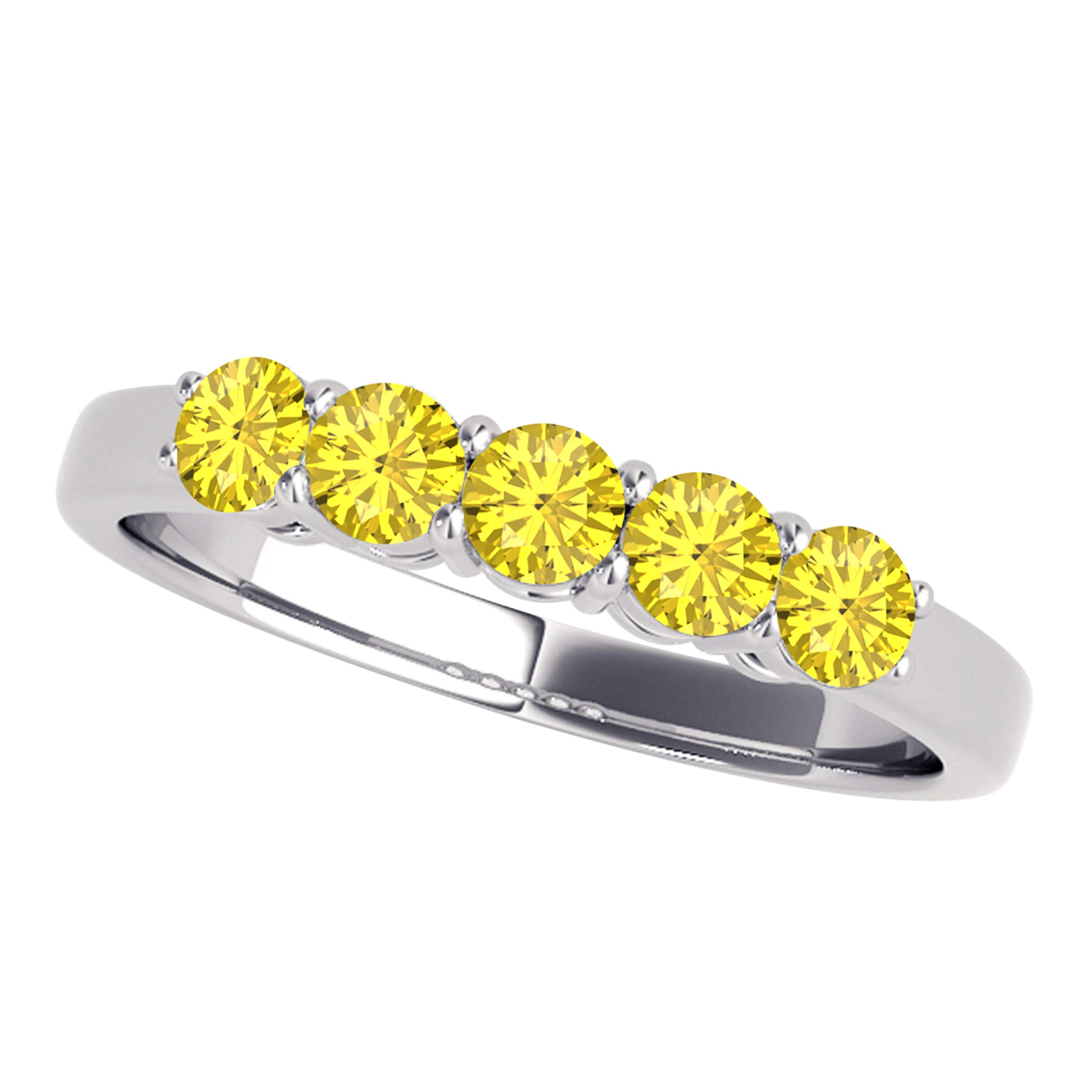 10K Solid Rose, White & Yellow Gold Five Stone Engagement Ring for Women - Perfect Valentine's Day, Anniversary & Proposal Gift - Elegant Jewelry for Special Occasions