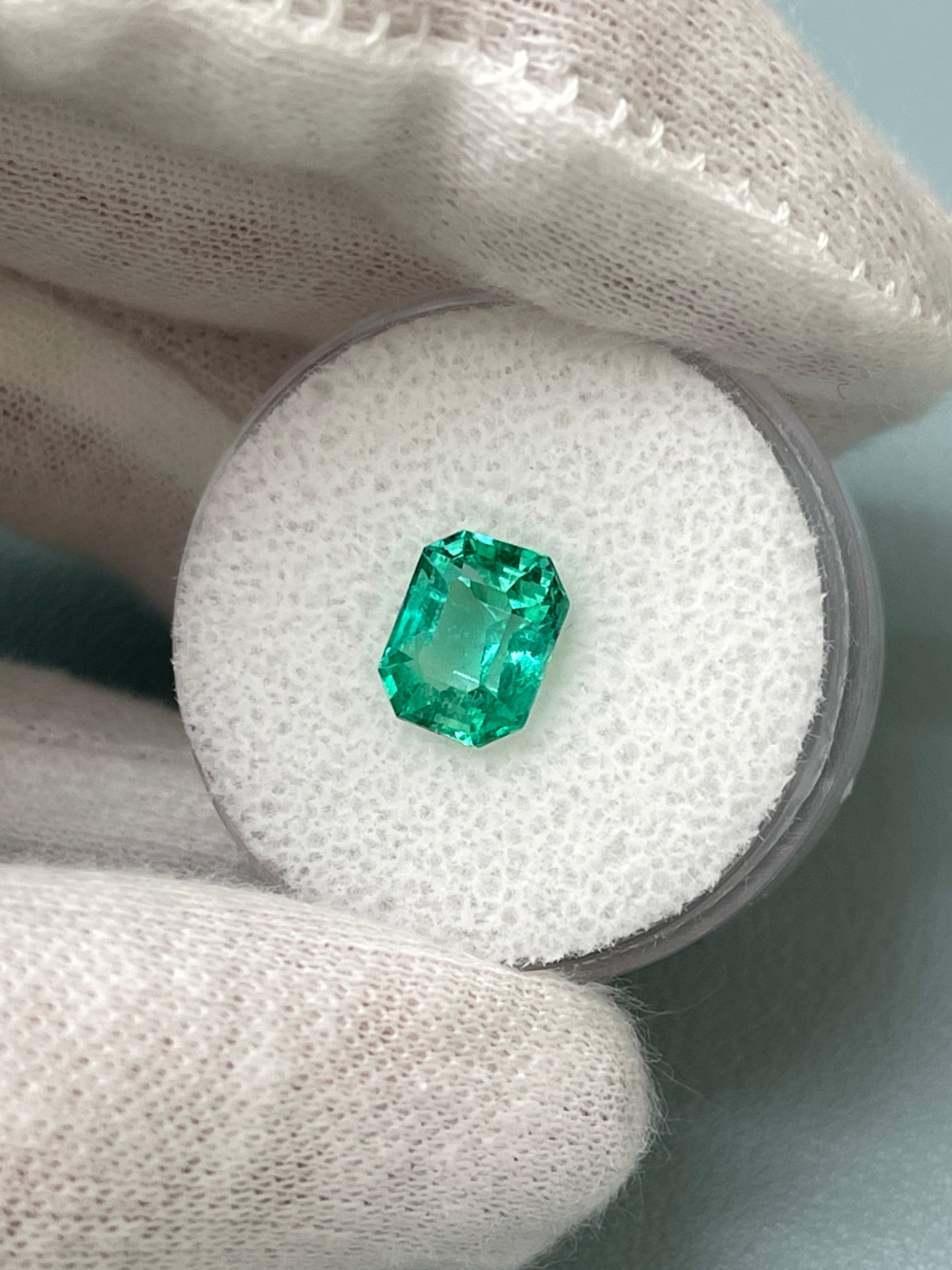 1.92 Carat Natural Colombian Emerald - 8.3x6.6mm Bluish Green Loose Gemstone | Emerald Cut with Ultra Glow | Perfect for Engagement Rings, Fine Jewelry & Collector's Pieces