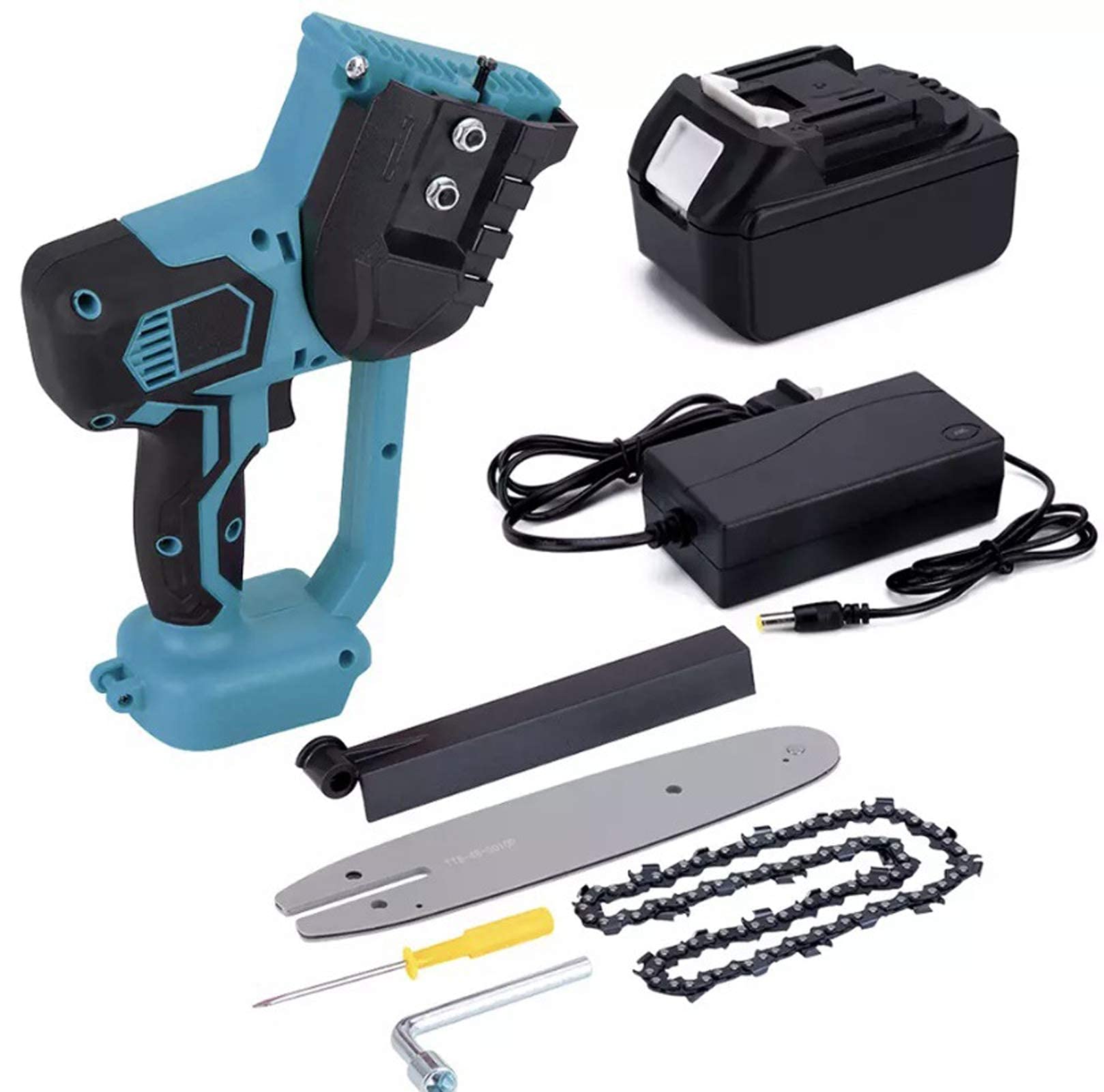 XJZKA Mini Cordless Electric Chain Saw - Single Handed Lithium Battery Powered Pruning Saw for Small Logging, Fruit Tree Trimming & Household Use | Portable Handheld Chainsaw for Gardening, Wood Cutting & DIY Projects