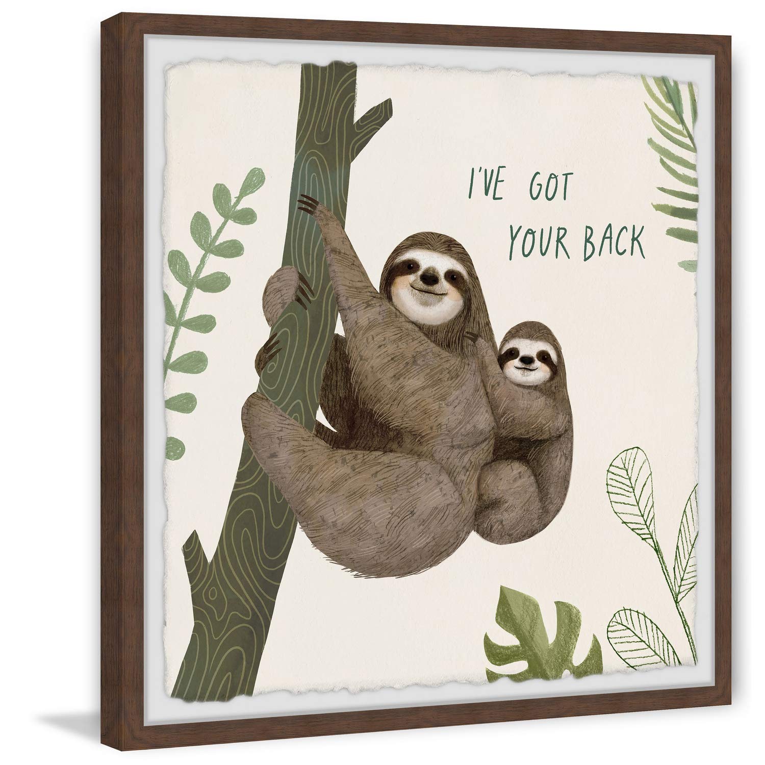 Sloth Sayings III Framed Wall Art Print - 18x18 Inch Home Decor for Living Room, Bedroom & Office - Marmont Hill Canvas Painting