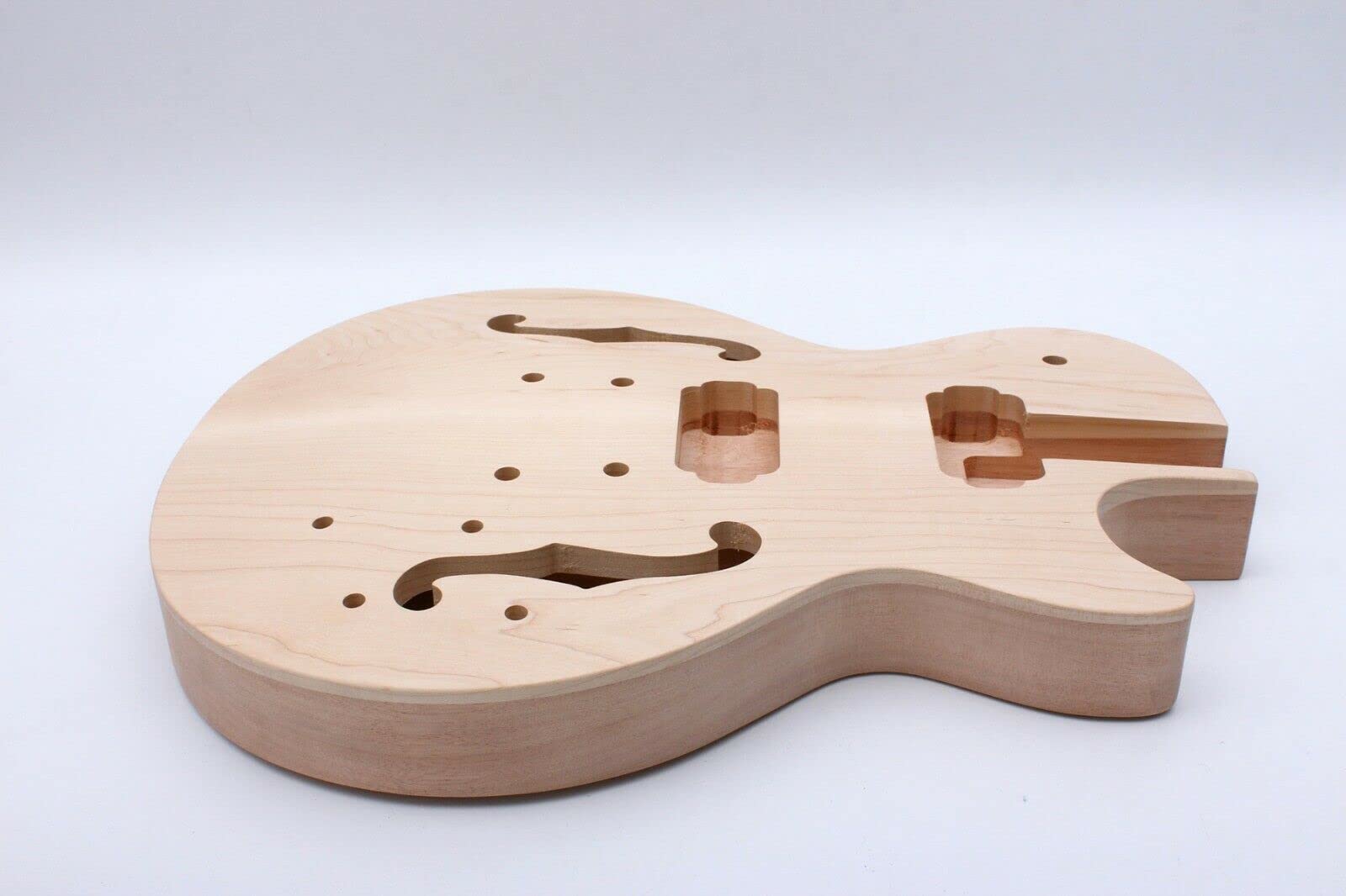 Semi-Hollow Electric Guitar Body Blank - Mahogany with Maple Cap, HH Pickups, Heel Pocket - Unfinished Replacement Set for DIY Guitar Builds | Perfect for Custom Electric Guitar Projects & Upgrades