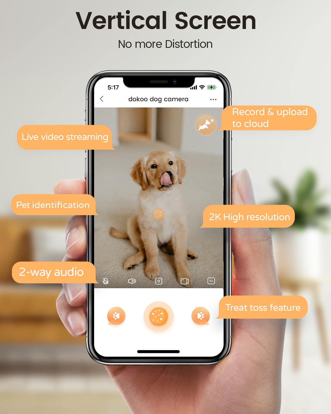 Smart Dog Camera with Treat Dispenser - 330° Panoramic View, 2K/4MP HD Pet Security Camera with Night Vision, 2.4GHz WiFi, 2-Way Audio & Free Cloud Storage - Perfect for Home Monitoring, Pet Training, and Remote Treat Dispensing