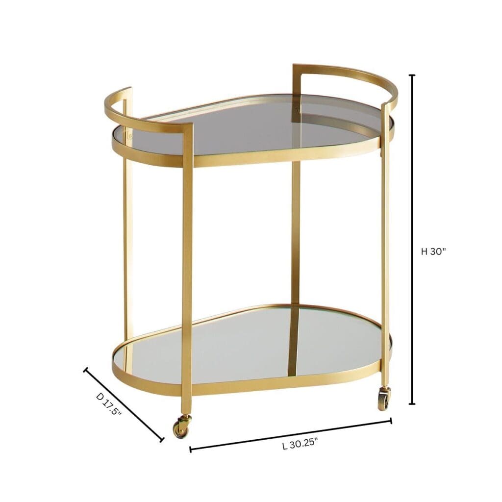 Cyan Design 11437 Cosmo Gold Bar Cart - Modern Rolling Drink Cart for Home Bar, Kitchen, or Living Room - Perfect for Cocktail Parties & Entertaining Guests