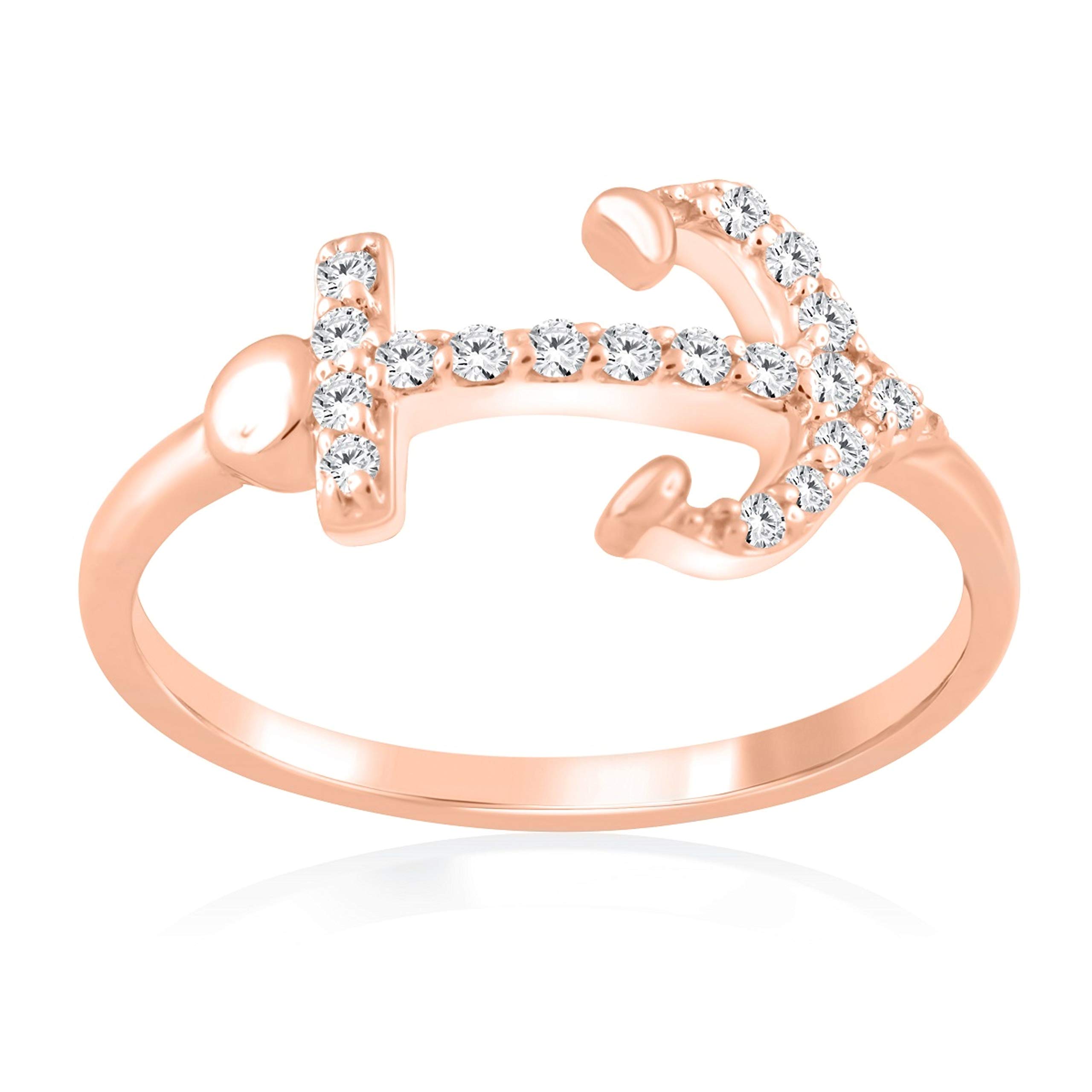 0.20 Carat Diamond Arrow Shape Ring in 10K Solid Rose, White & Yellow Gold - Elegant Valentine's Day Gift for Her, Anniversary Present, Bridal Jewelry, Promise Ring for Couples