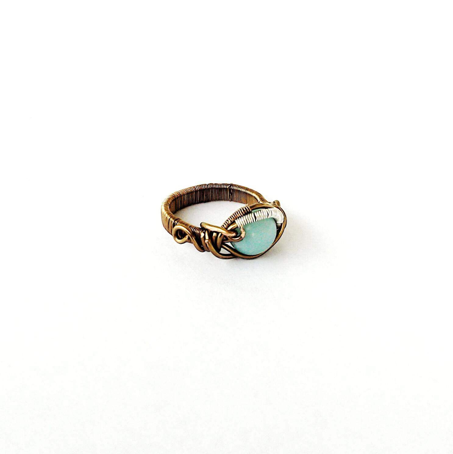 Amazonite Statement Ring in Antique Bronze - Handmade Boho Jewelry for Women | Perfect for Weddings, Parties & Everyday Wear