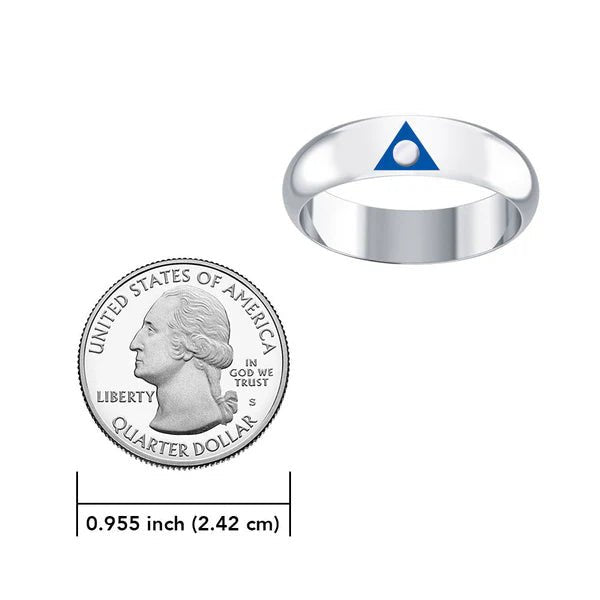 Al Anon Sterling Silver Band Ring with Blue Enamel - Elegant Recovery Jewelry for 12-Step Programs, Sobriety Gifts & Spiritual Support (TRI2564)