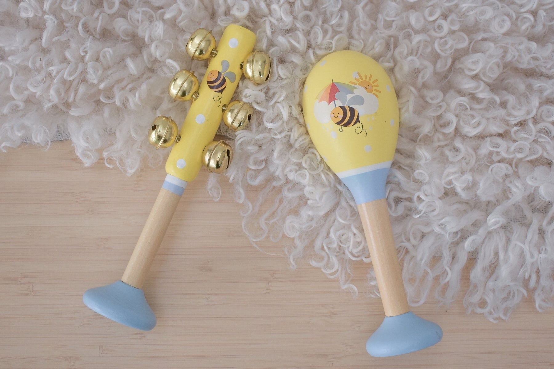 Buzzy Days Jumbo Wooden Jingle Bell Shaker & Maraca Music Set - Premium Musical Instruments for Kids & Adults - Perfect for Christmas, Classroom, Parties & Music Therapy