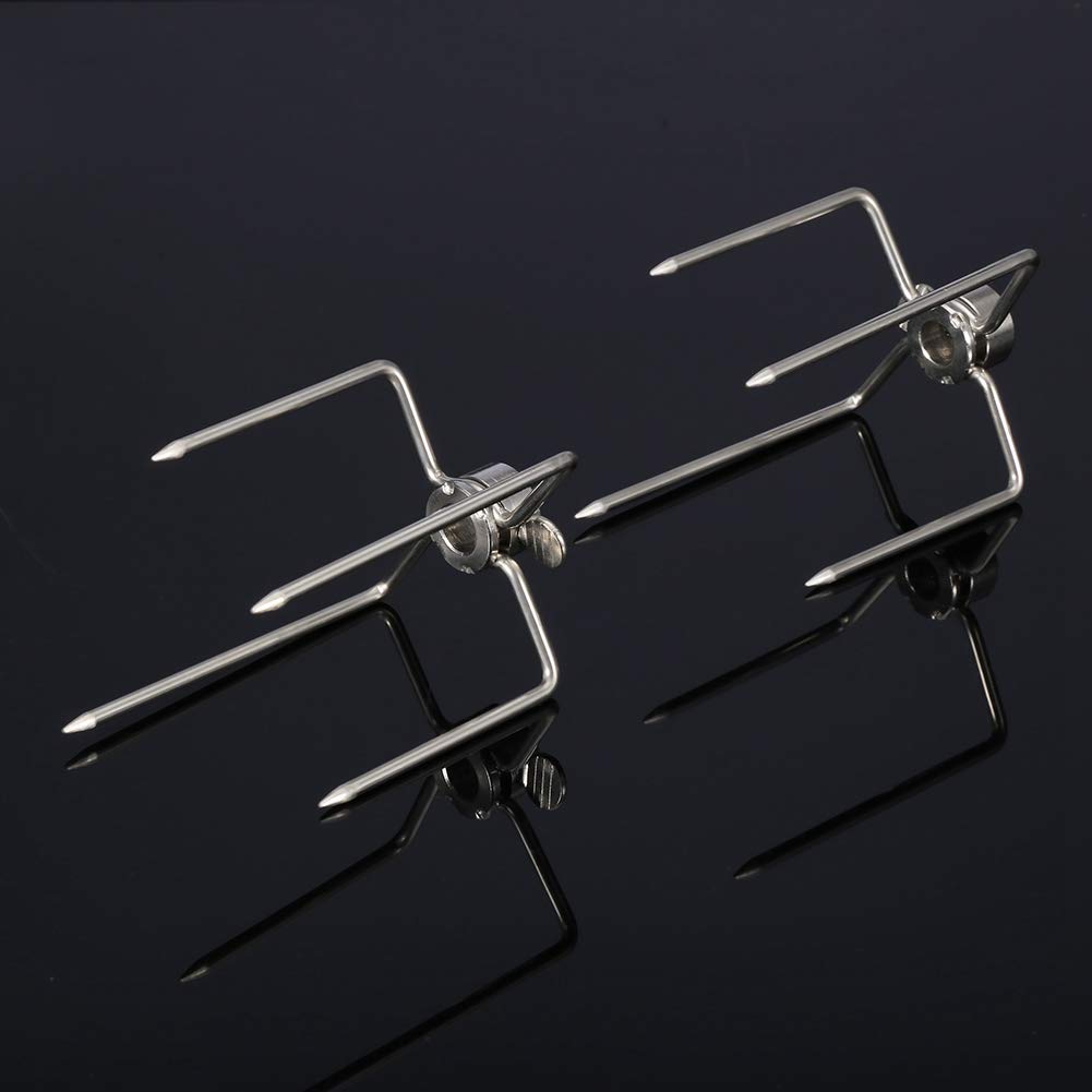 Haofy Rotisserie Spit Forks - 2-Piece Stainless Steel BBQ Grill Rotisserie Prongs for Perfectly Cooked Meats | Replacement Meat Forks Fits Most Rotisserie Spit Rods | Ideal for Backyard Grilling, Camping & Outdoor Cooking