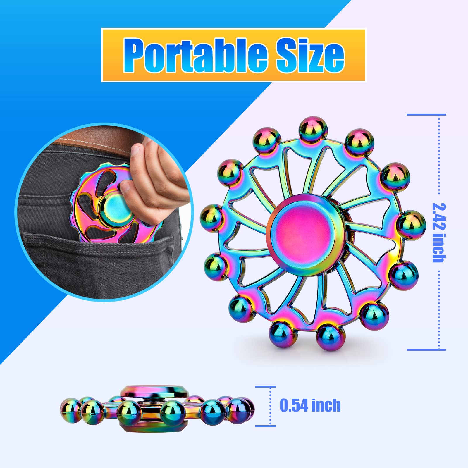 7 Pack Premium Metal Fidget Spinners for Kids & Adults - Stress Relief Finger Hand Spinners, Desk Toys & Party Favors - Perfect for Office, Classroom, Stocking Stuffers & Holiday Gift Bags