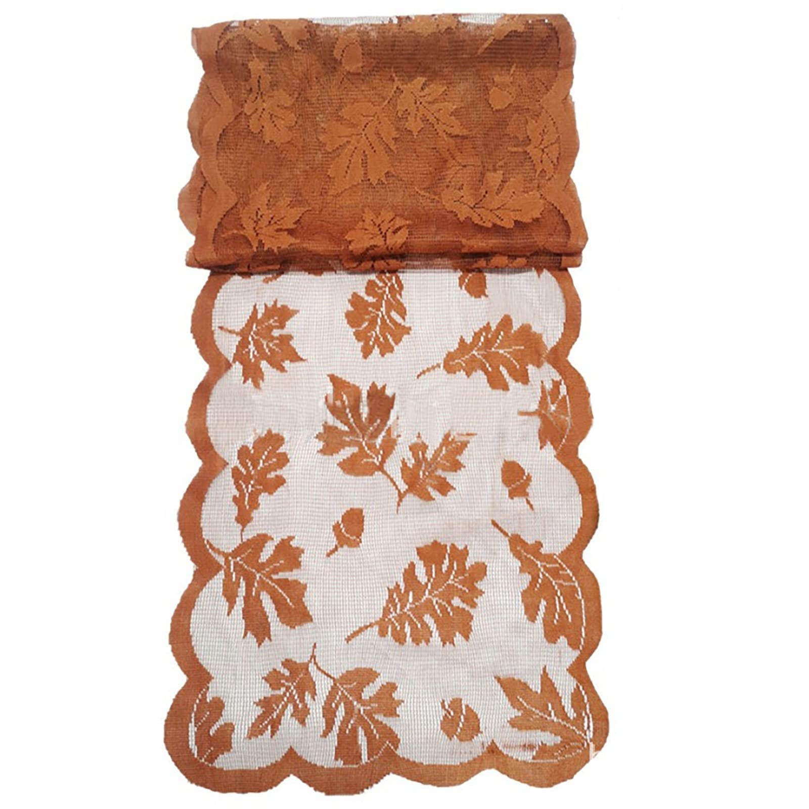 CLVELLI Gold Maple Leaf Lace Table Runner - Elegant Coffee Table Bar Tea Table Mat, Decorative Lace Table Towel & Clear Tablecloth Cover (Size B, One Size) - Perfect for Dining Room, Living Room, Wedding Decor & Home Decor