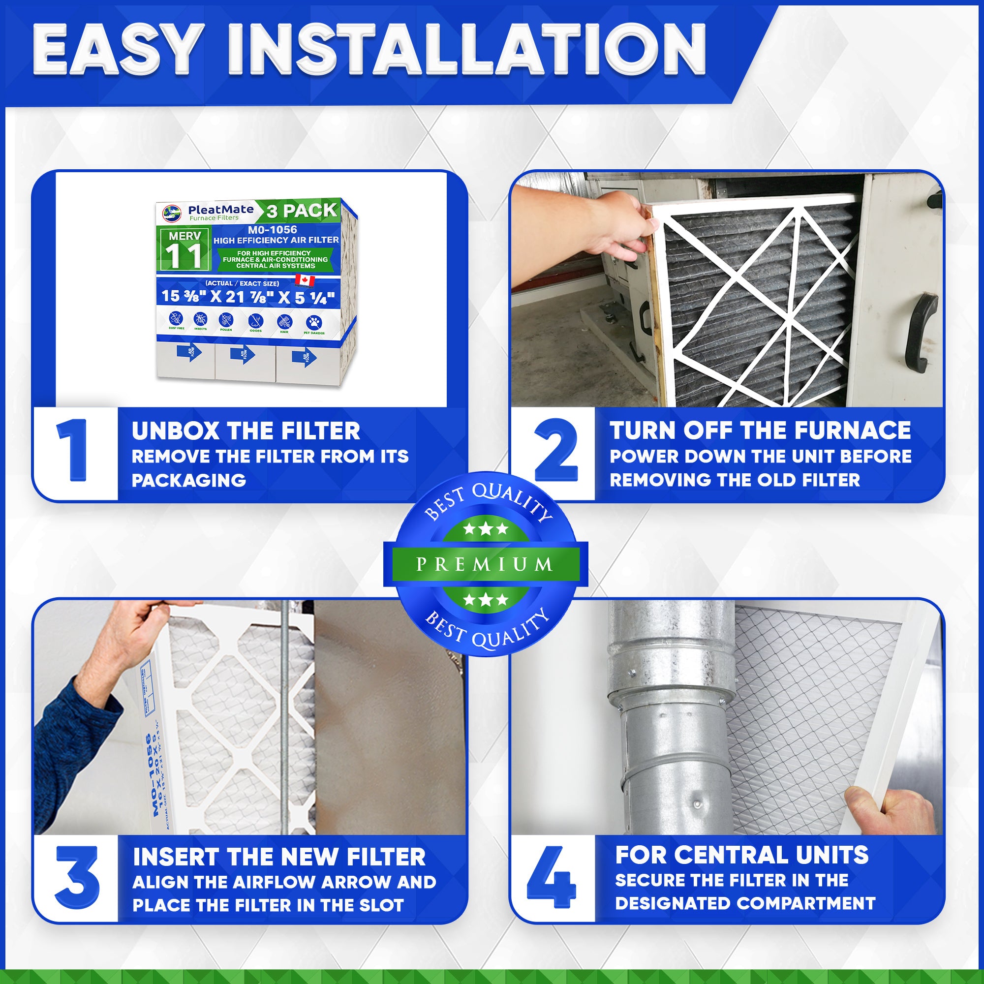 M0 1056 MERV 11 Air Filter Replacement (15 3/8