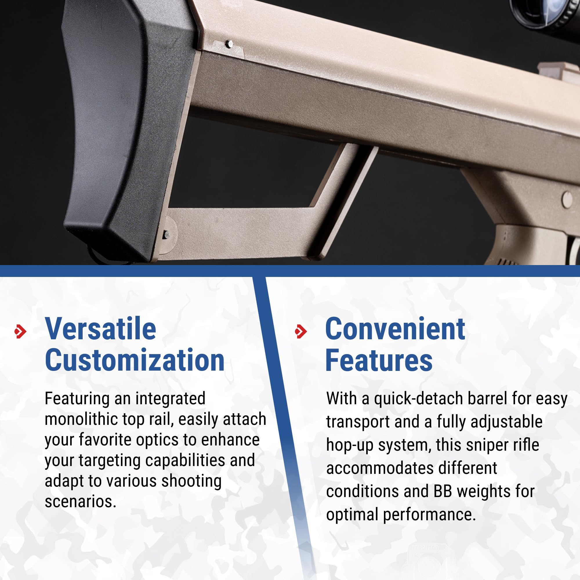 Matrix Barrett Licensed M82A1 Spring Airsoft Sniper Rifle - Desert Earth Camo | High-Powered Bolt Action | Perfect for Outdoor Skirmishes & Target Practice