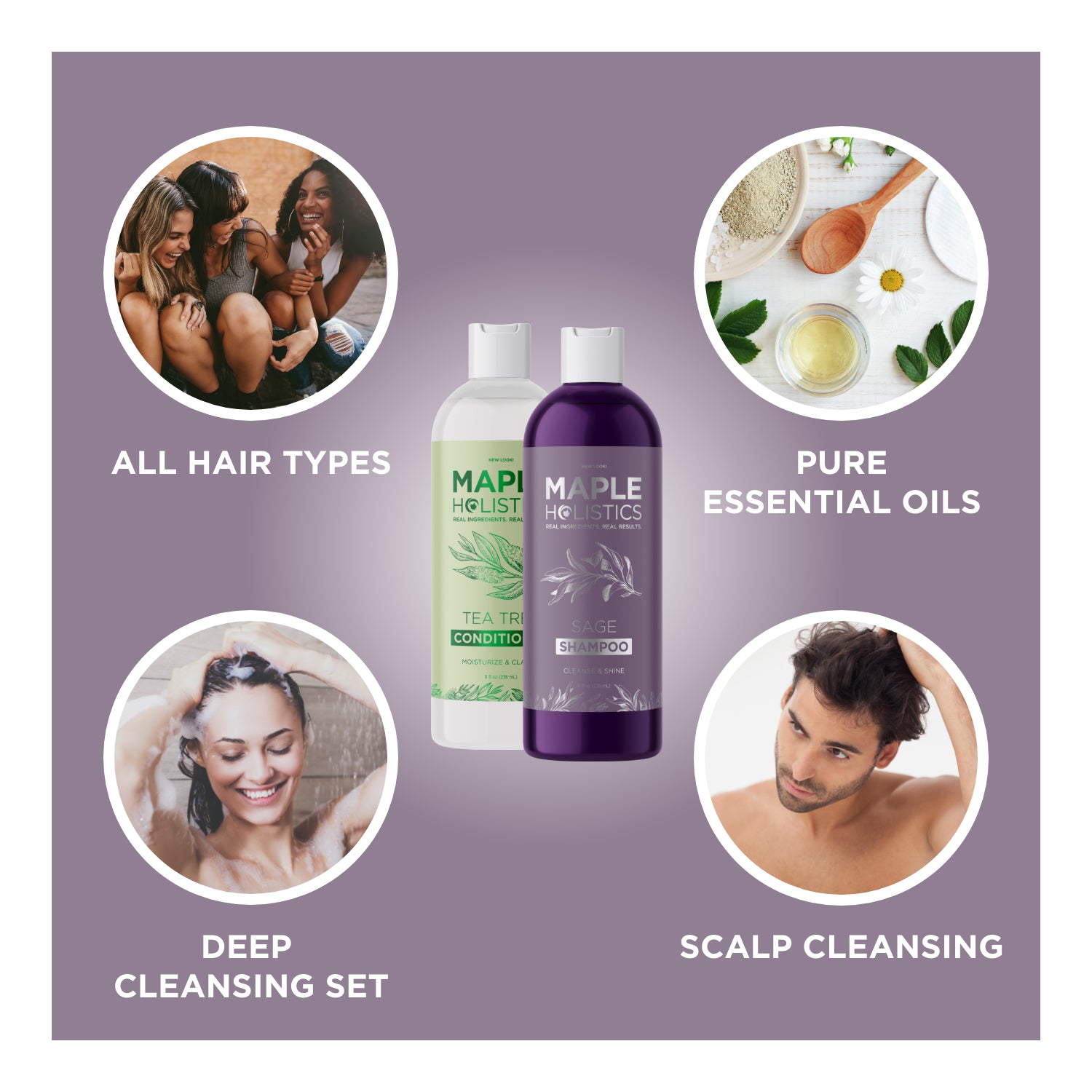 Sage Shampoo and Tea Tree Conditioner Set for Hair Growth & Scalp Care - Natural Volumizing & Moisturizing Hair Care Duo for Daily Use