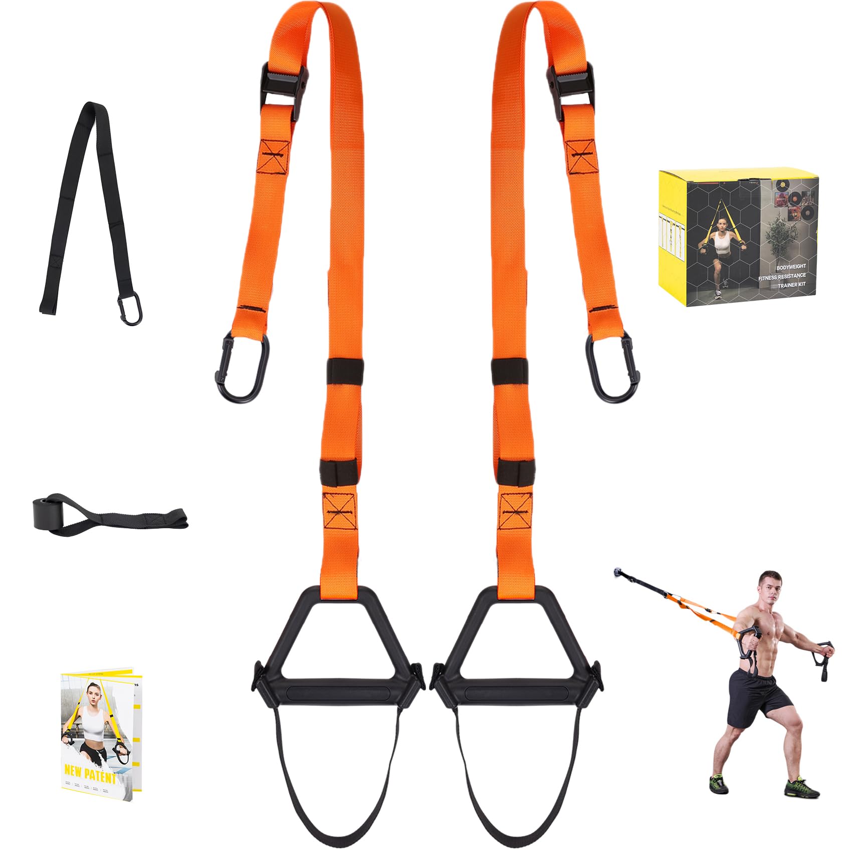 Moulyan Bodyweight Resistance Training Straps - Adjustable Suspension Trainer Kit for Full-Body Workout - Home Gym Equipment for Strength Training - Perfect for Indoor, Outdoor & Travel Fitness