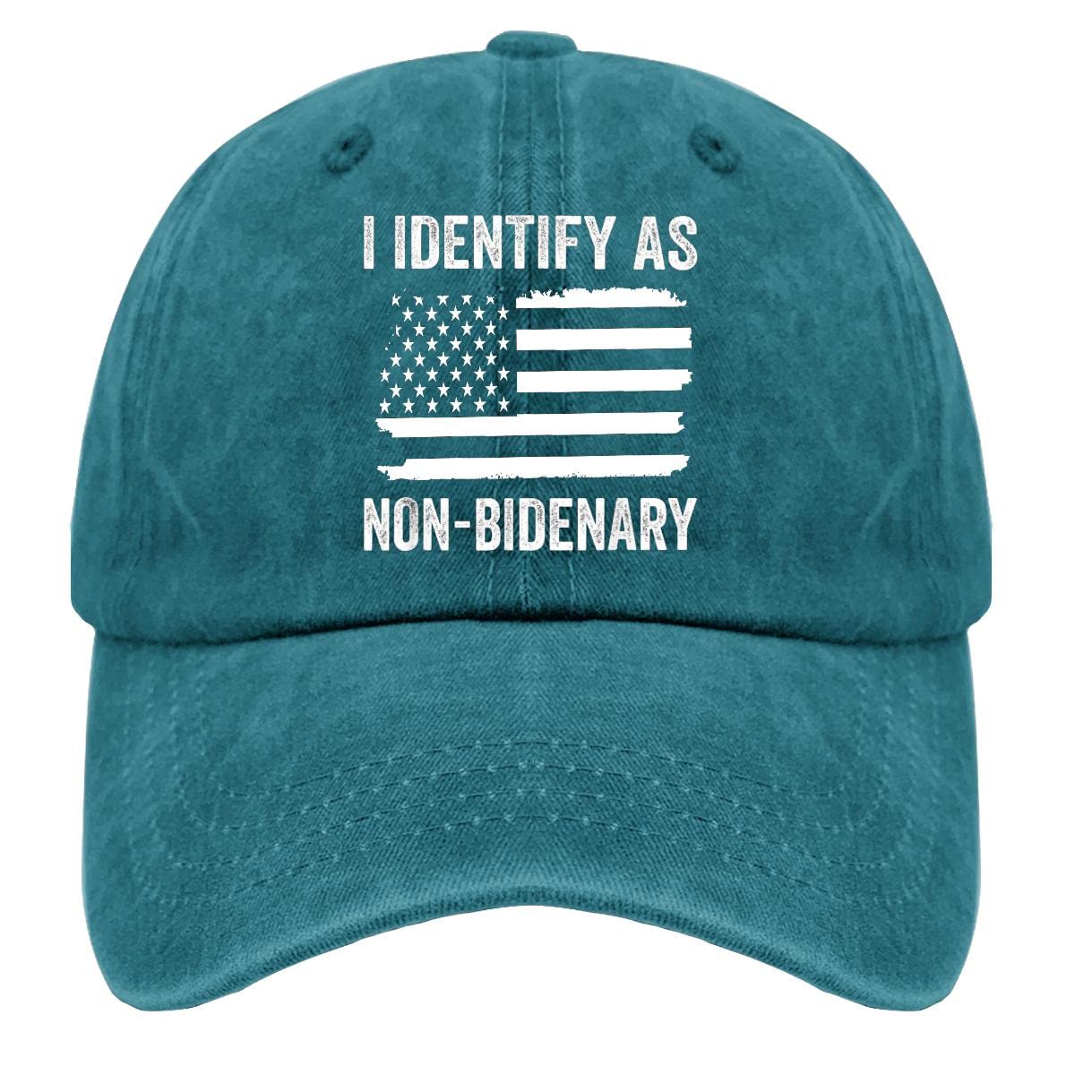 Funny Cowboy Dad Hats for Men - Adjustable Cotton Baseball Cap with 'I Identify As Non-Bidenary' Design - Perfect for Outdoor Activities, Sports & Casual Wear