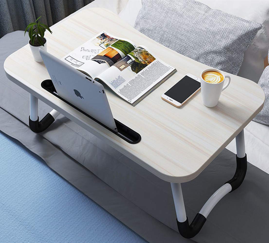 EYdoter Adjustable Laptop Tray Bed Table - Portable Lap Desk with Tablet Holder & Storage Slot - Perfect for Breakfast in Bed, Working from Home, Studying on Couch or Floor (Ideal for Adults, Students & Kids)