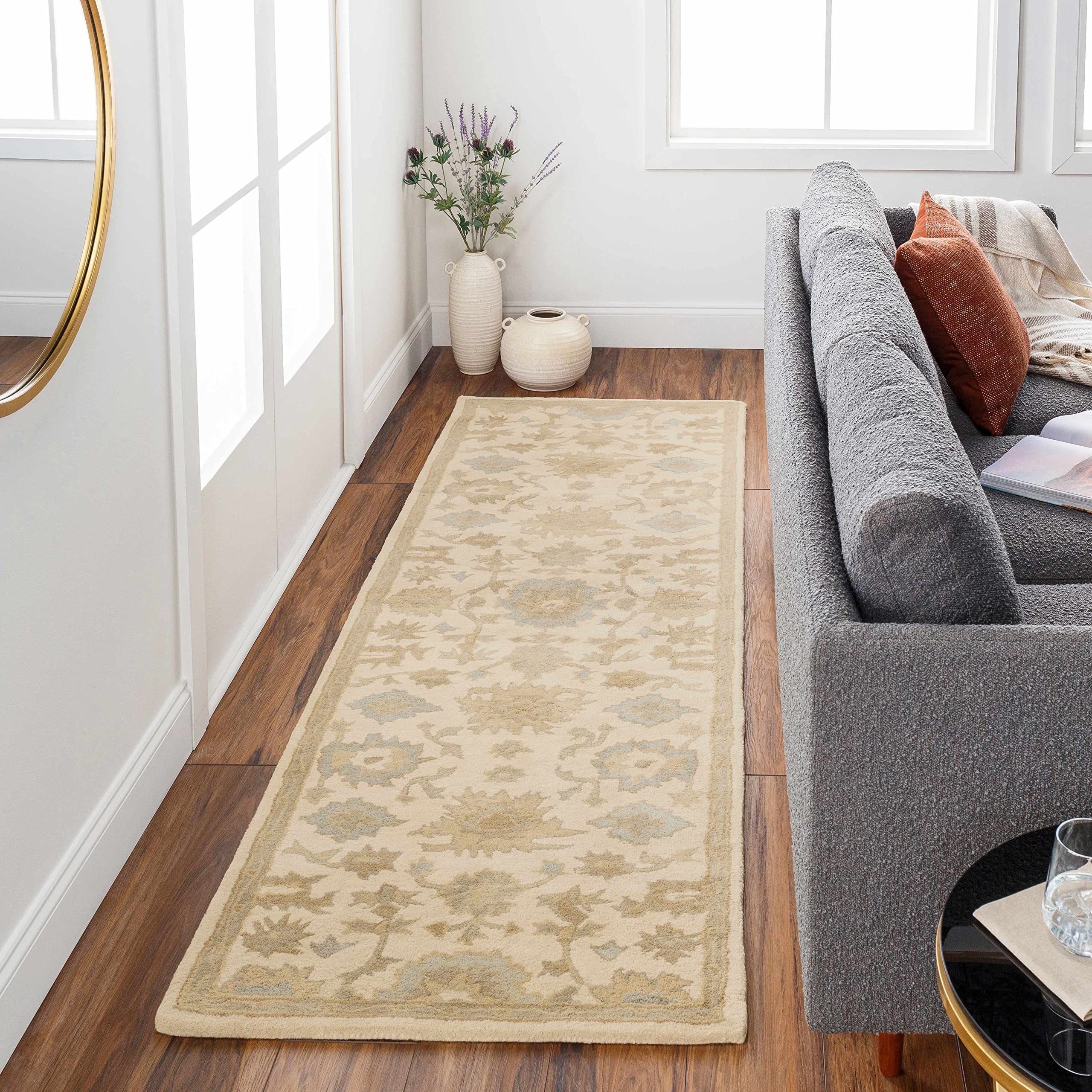 Premium Hauteloom Gainesboro Wool Area Rug 8' x 11' - Traditional Green, Beige & Blue - Soft & Durable for Living Room, Bedroom - Perfect for Cozy Home Decor & Family Gatherings