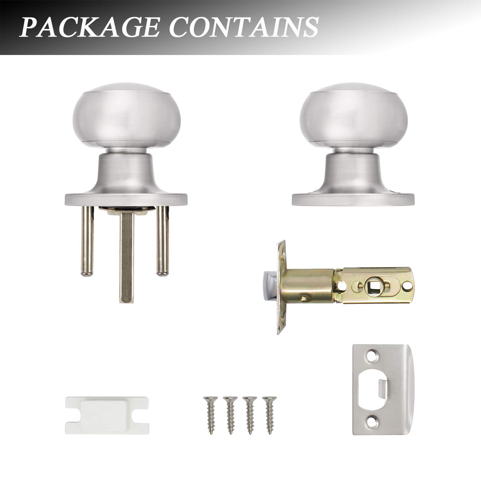Probrico 8-Pack Keyless Door Knobs - Satin Nickel for Hall & Closet Doors