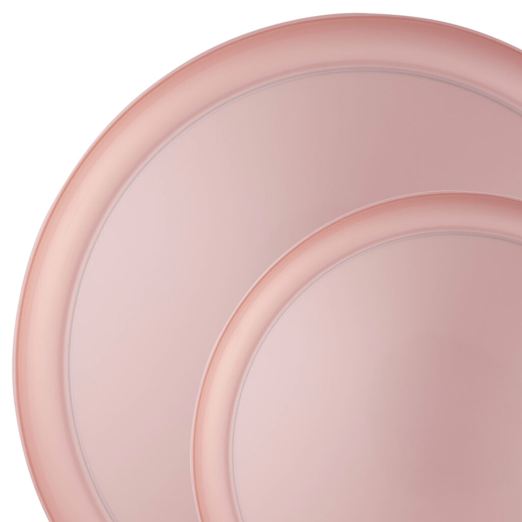 20-Pack Pink Pearl Round Plastic Dinnerware Set for 10 Guests - Elegant Disposable Plates, Bowls, Cups & Cutlery - Perfect for Weddings, Parties, Picnics & Outdoor Events