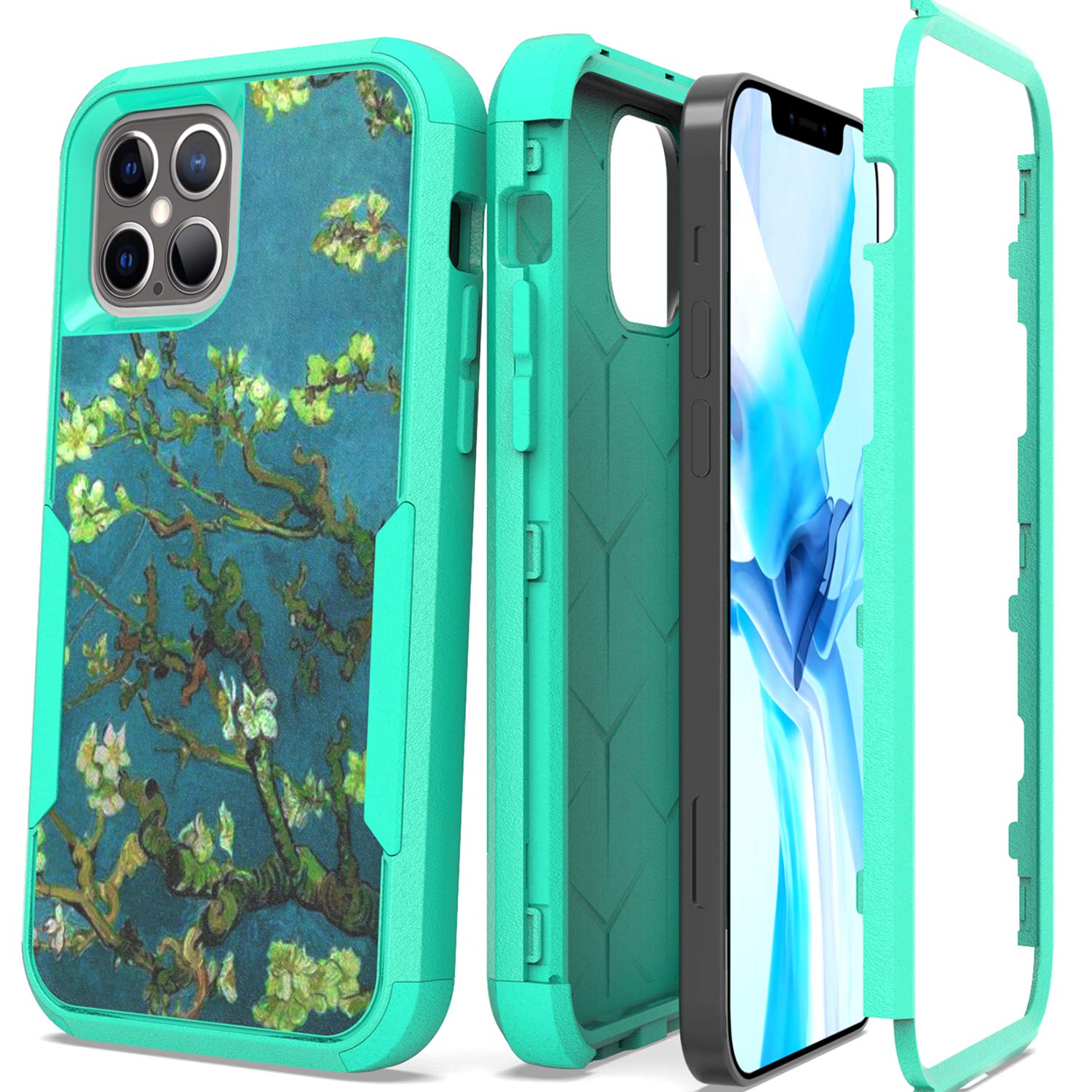 Military Grade Heavy Duty Full Body Armor Case for Apple iPhone 12 & iPhone 12 Pro (6.1 Inch) - Shockproof Protective Cover in Almond Blossom Color | Perfect for Outdoor Adventures, Construction Sites & Extreme Sports