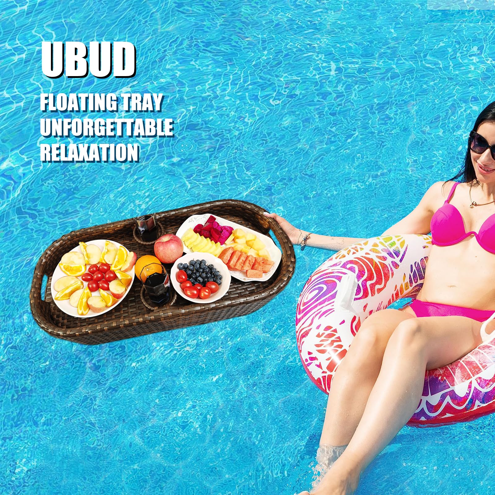 **Floating Pool Tray for Food & Drinks - Waterproof Rectangle Floating Table for Swimming Pool - Perfect for Pool Parties, Relaxation & Outdoor Activities**