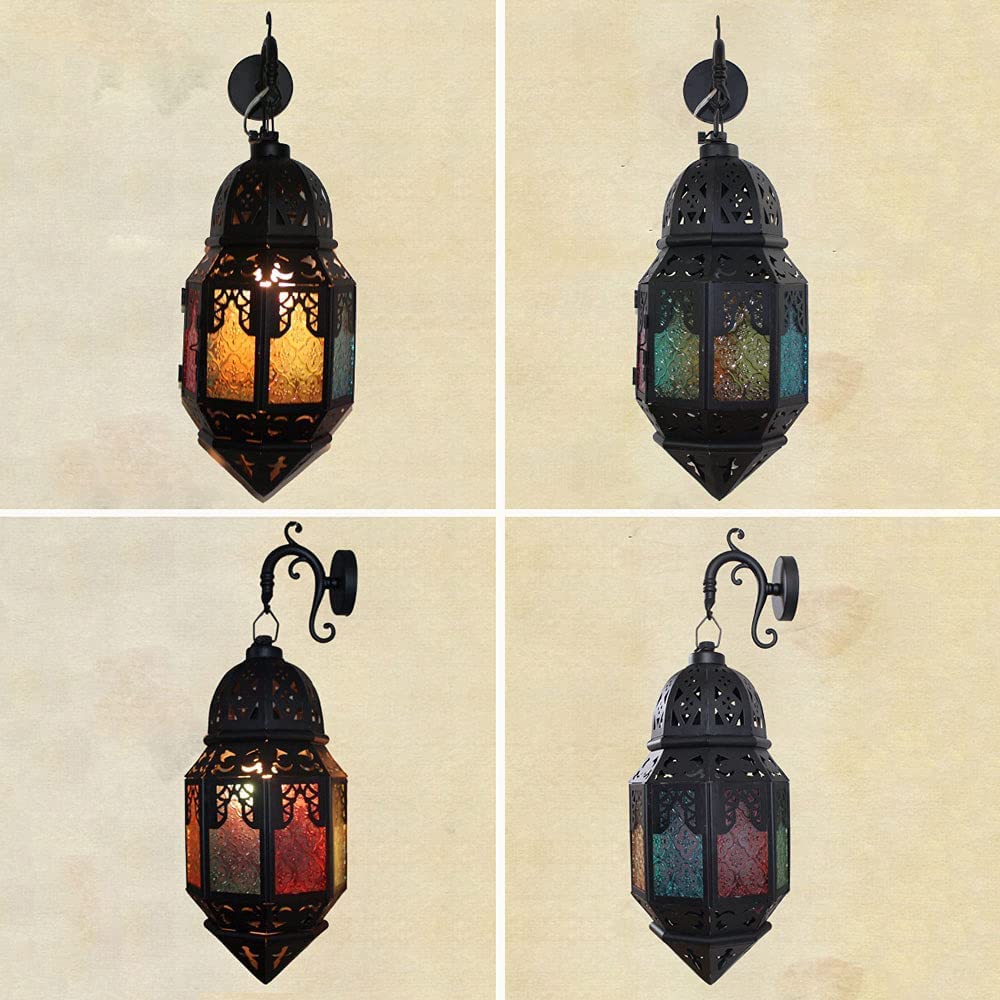 Turkish Stained Glass Wall Sconce - Rustic Plug-in Wall Lantern Light for Living Room, Bedroom, Hallway & Restaurant Decor | Indoor Wall Mounted Lighting Fixture with Elegant Glass Shade