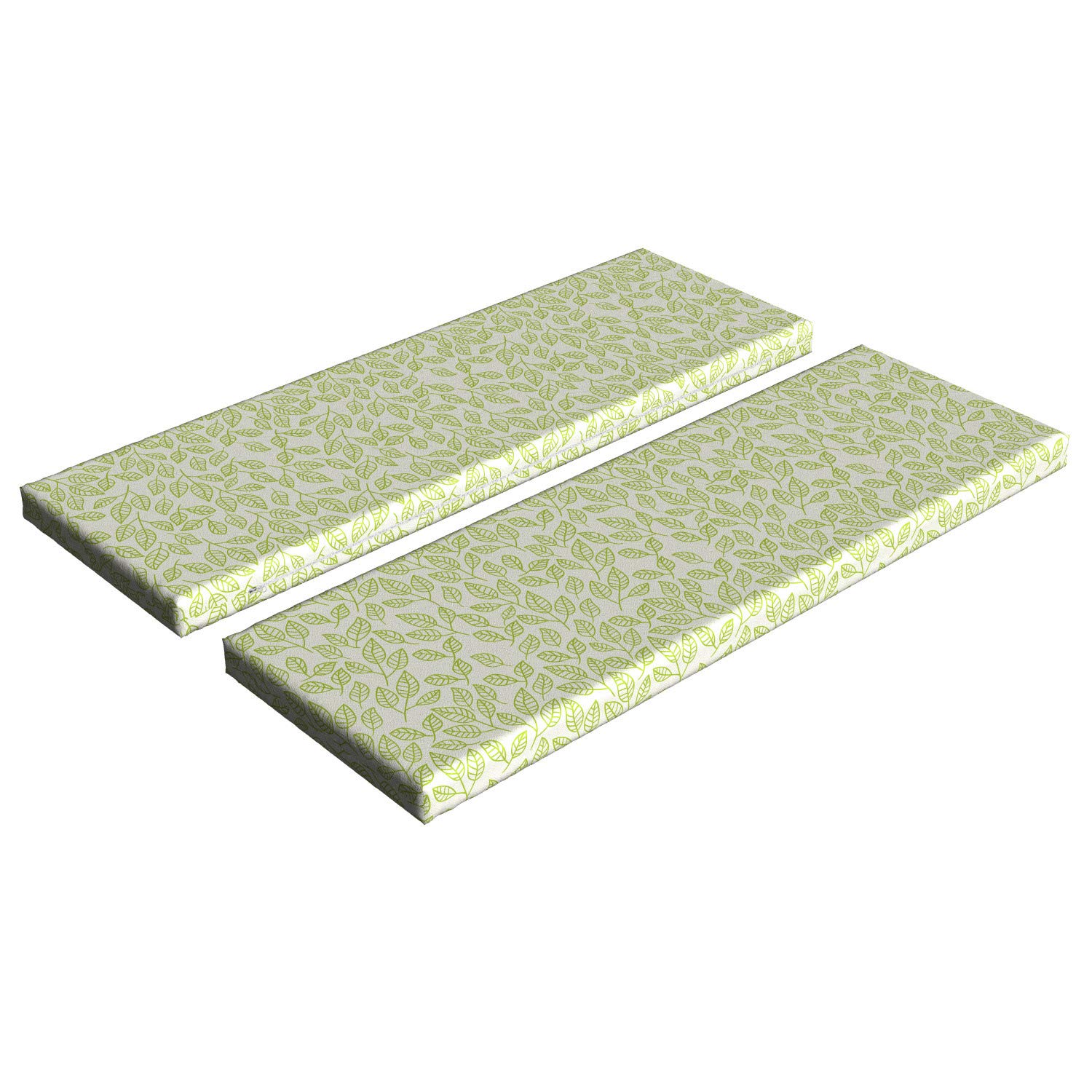 Ambesonne 2-Piece Leaf Bench Cushion Set - Green Tea Leaves & Branches Watercolor Design, 45