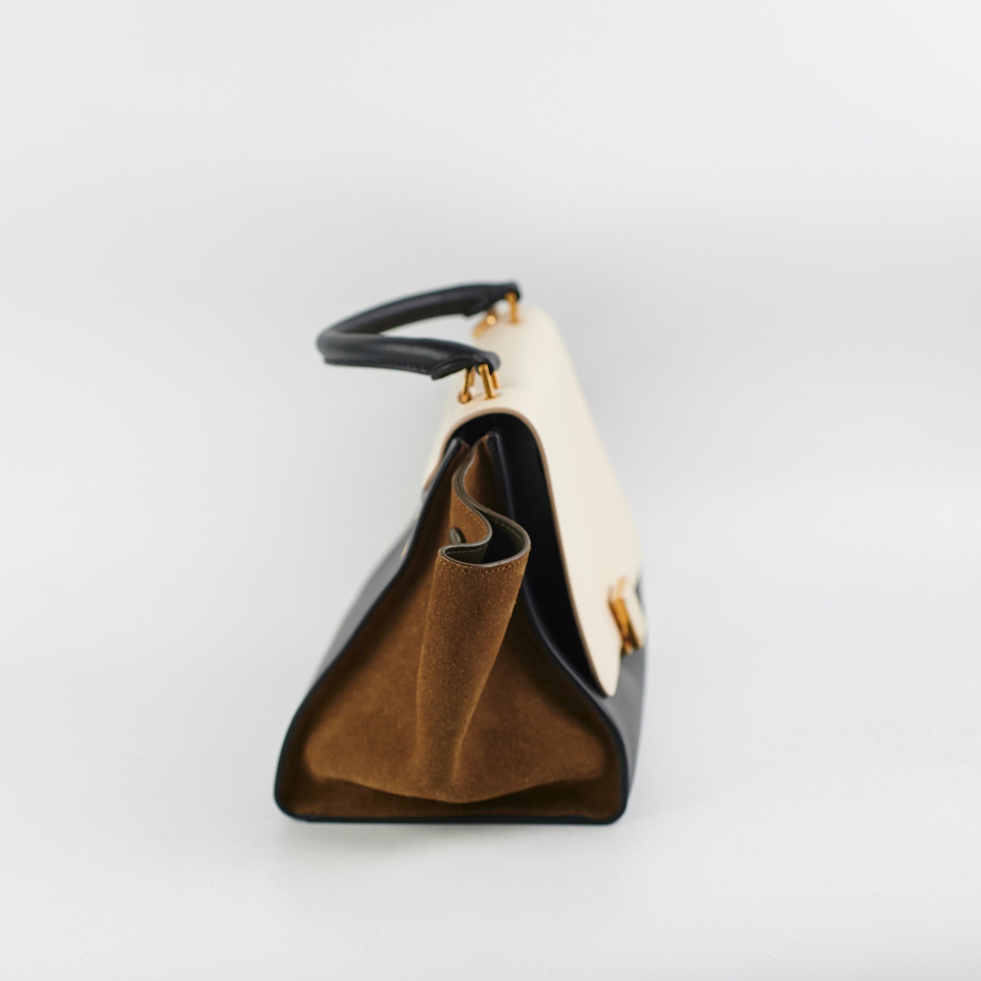 Celine Small Trapeze Handbag in Black, Green & Cream - Luxury Crossbody Bag for Women | Perfect for Work, Travel & Evening Events