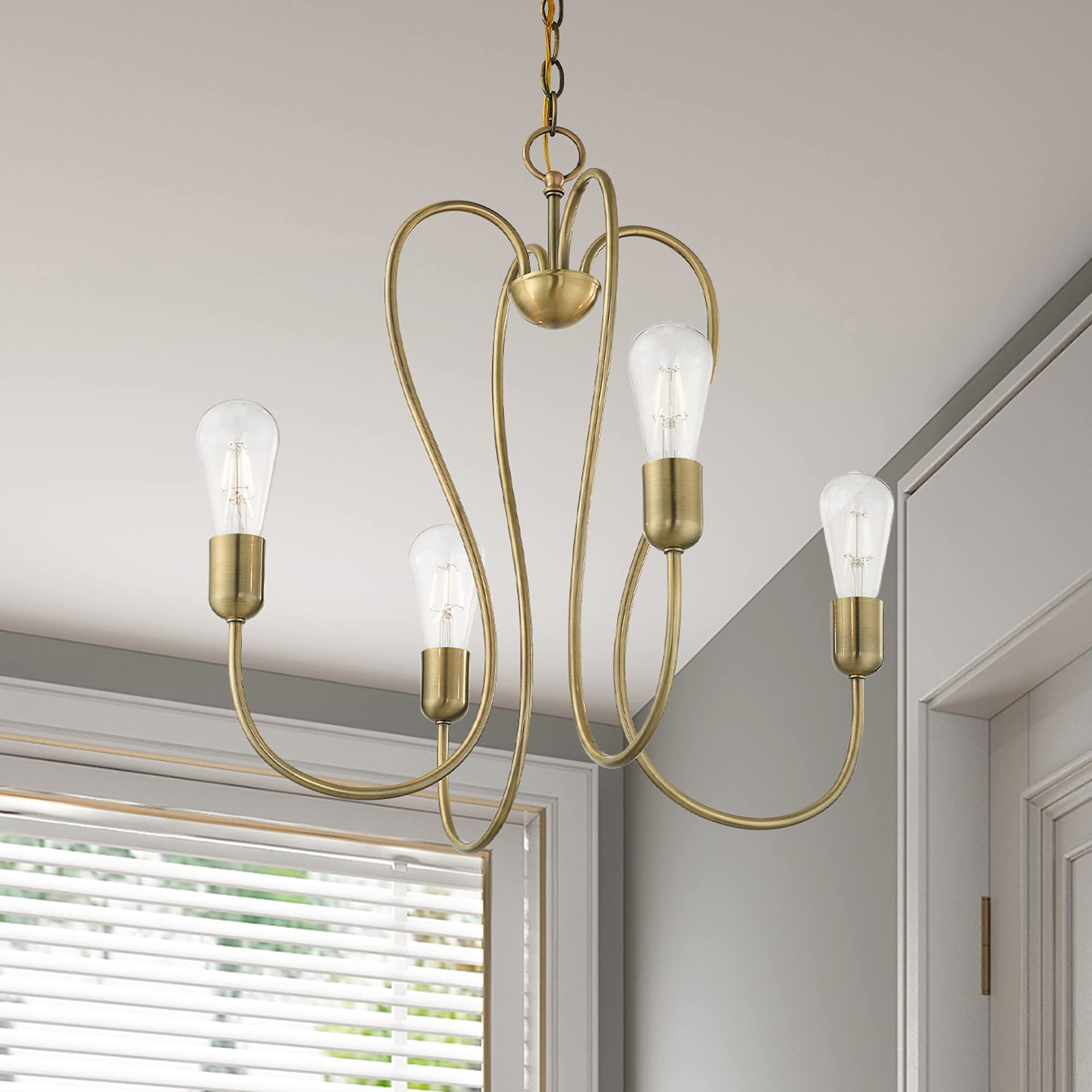 Livex Lighting 41364-07 4-Light Bronze Chandelier - Elegant Ceiling Fixture for Dining Room, Bedroom & Living Room Decor
