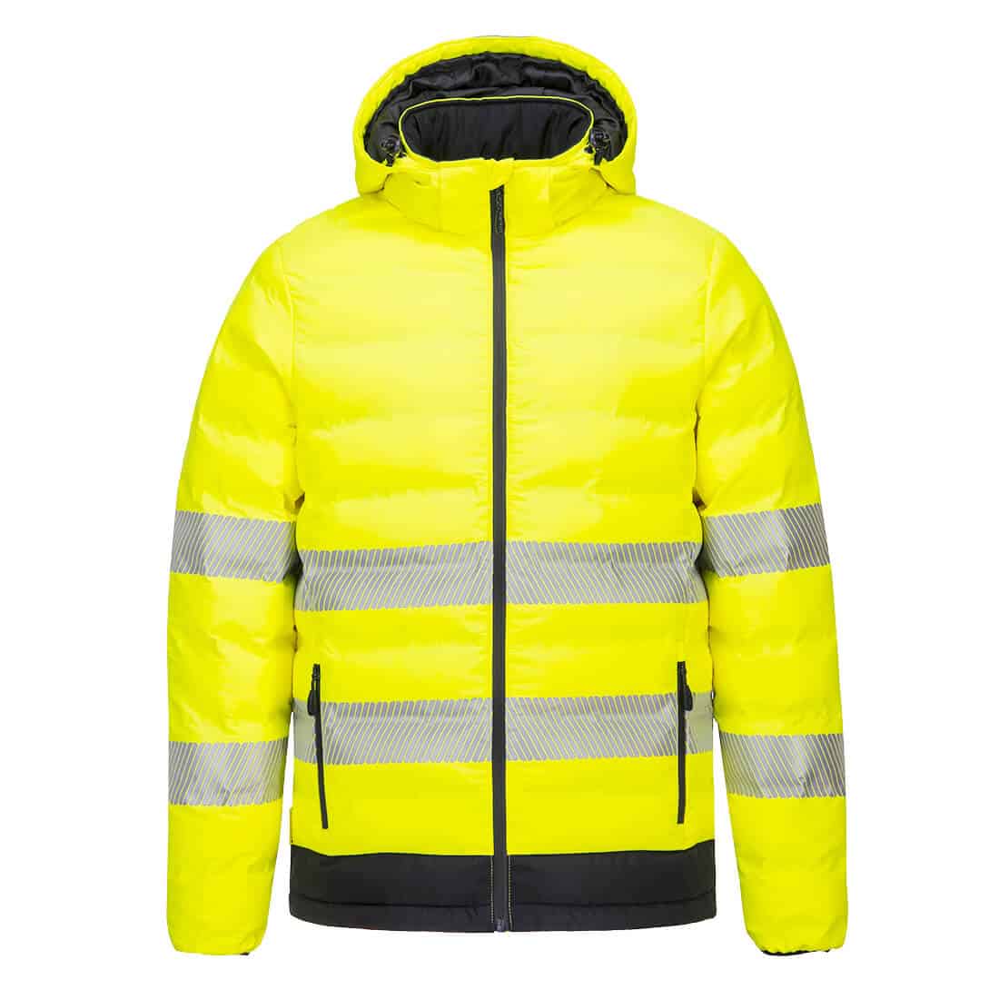 Portwest S548 High Visibility Ultrasonic Heated Tunnel Jacket - Safety Workwear for Construction & Road Workers in Cold Weather