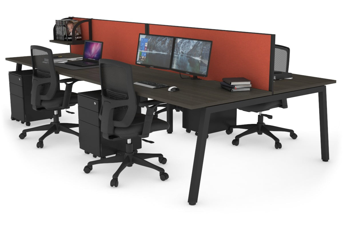 Quadro 4 Person Office Workstation Desk - 1400L x 800W with Cable Management - Perfect for Team Collaboration & Open Office Spaces