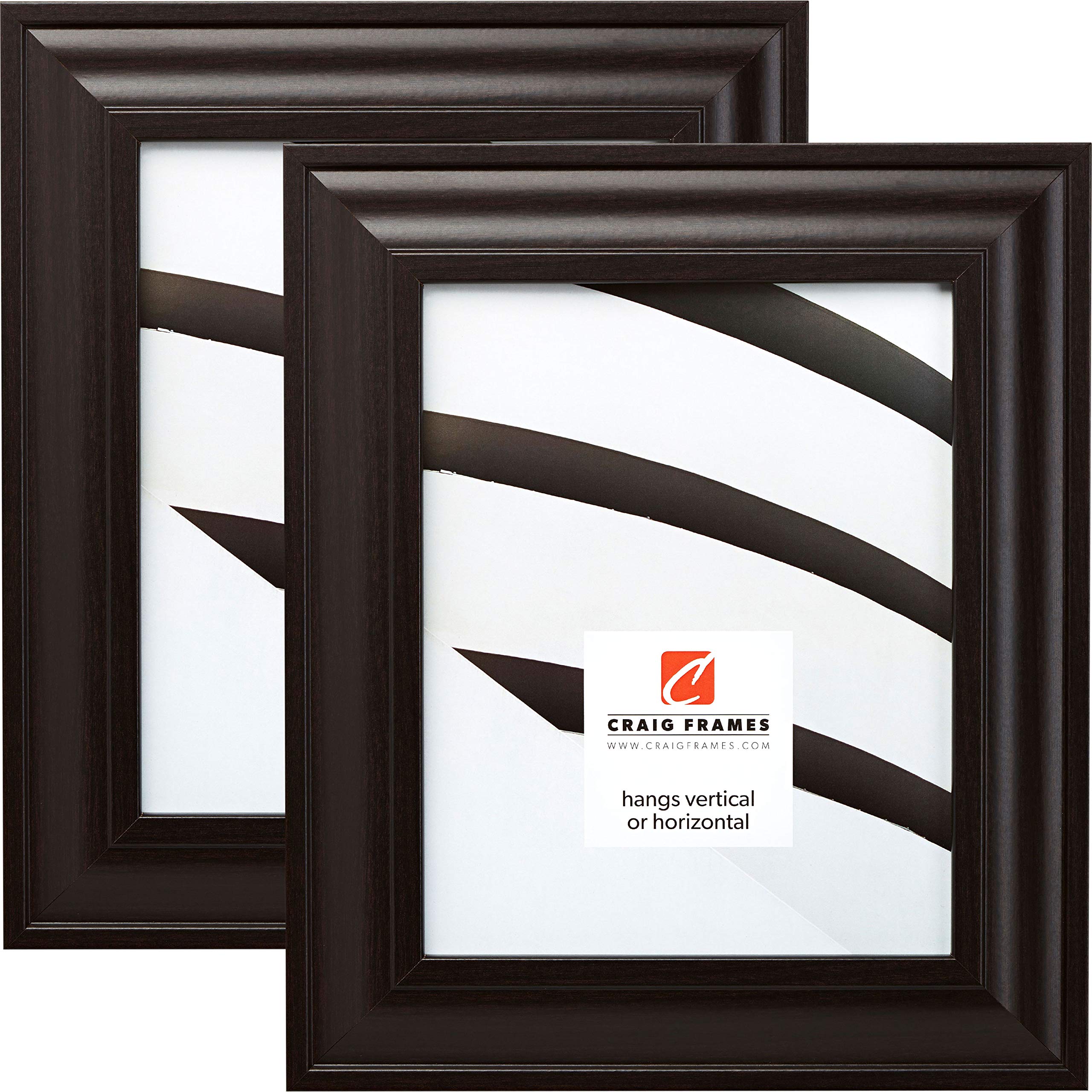 Craig Frames 76036 12x16 Inch Contemporary Dark Brown Picture Frame Set of 2 - Perfect for Home Decor, Office Display & Photo Gifts