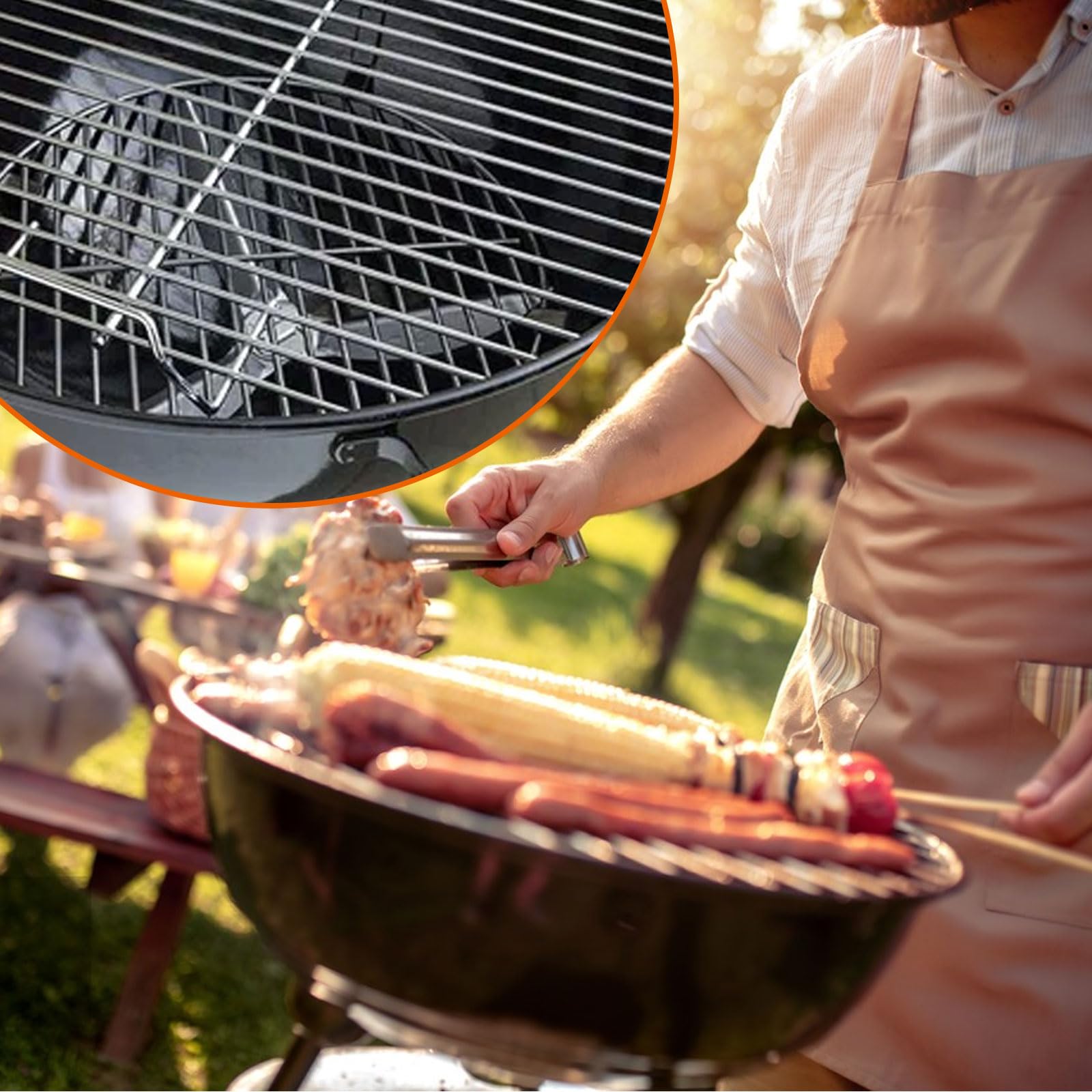 Weber One Touch 47cm BBQ Grill Cleaning Kit - Compatible with Weber 90992, 3618, 7443, 307443, 307408, 90719 Charcoal Kettle Grills - Essential Grill Brush & Scraper Set for Outdoor Cooking & Backyard Barbecues