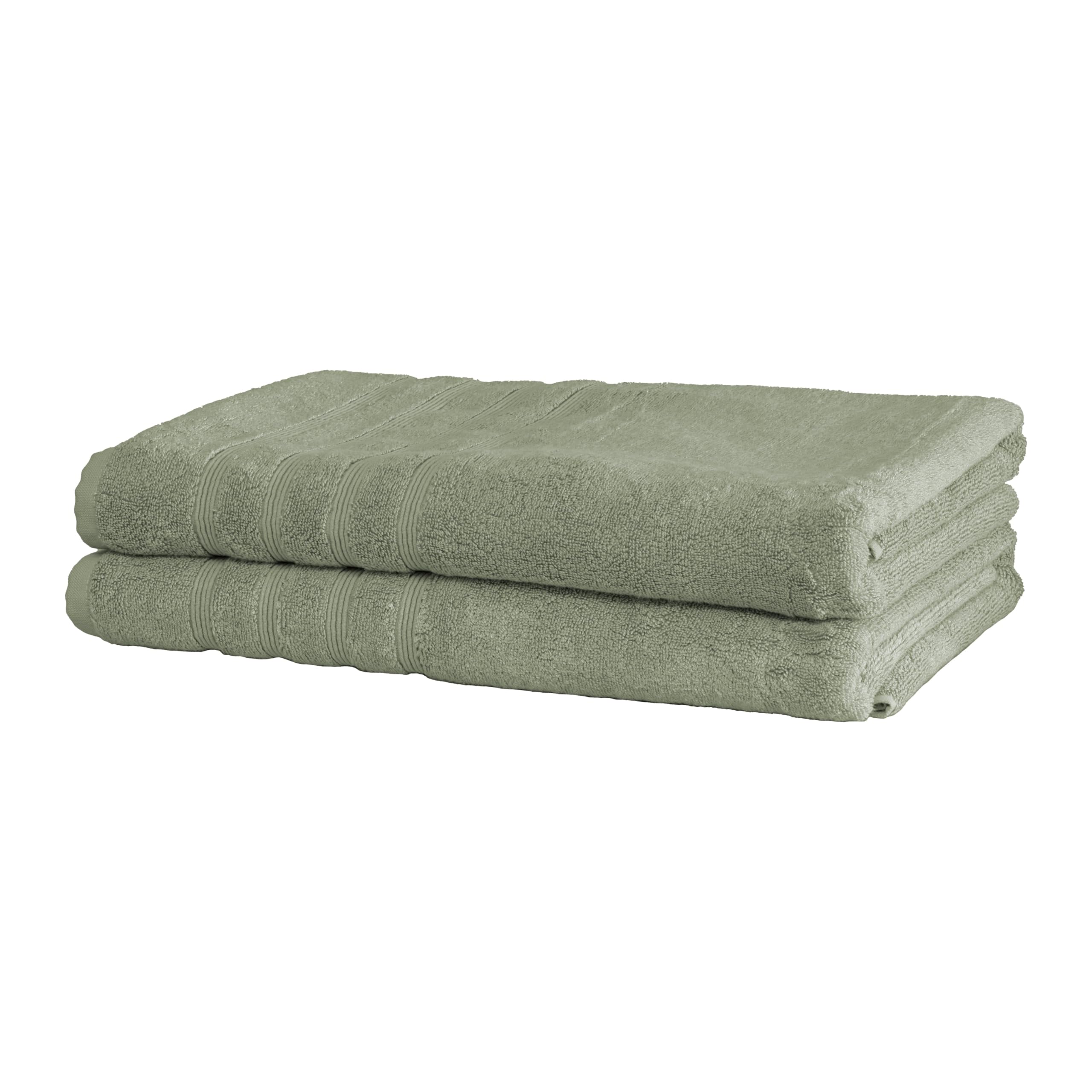 Premium Turkish Towels Set of 2 - 35x70 Inch Bath Sheets in Seagrass Green | 700 GSM Bamboo Viscose & Combed Cotton | Soft, Absorbent & Quick-Drying for Beach, Spa & Bathroom Use
