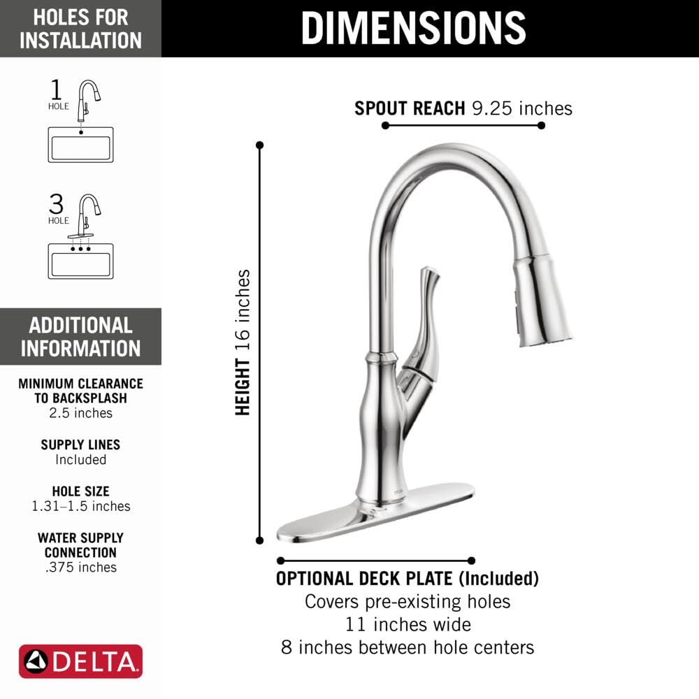 Delta Ophelia Pull Down Kitchen Faucet in Chrome - Magnetic Docking Spray Head, Single Handle High Arc Design for Modern Kitchens | Perfect for Washing Dishes, Filling Pots & Daily Cooking Tasks