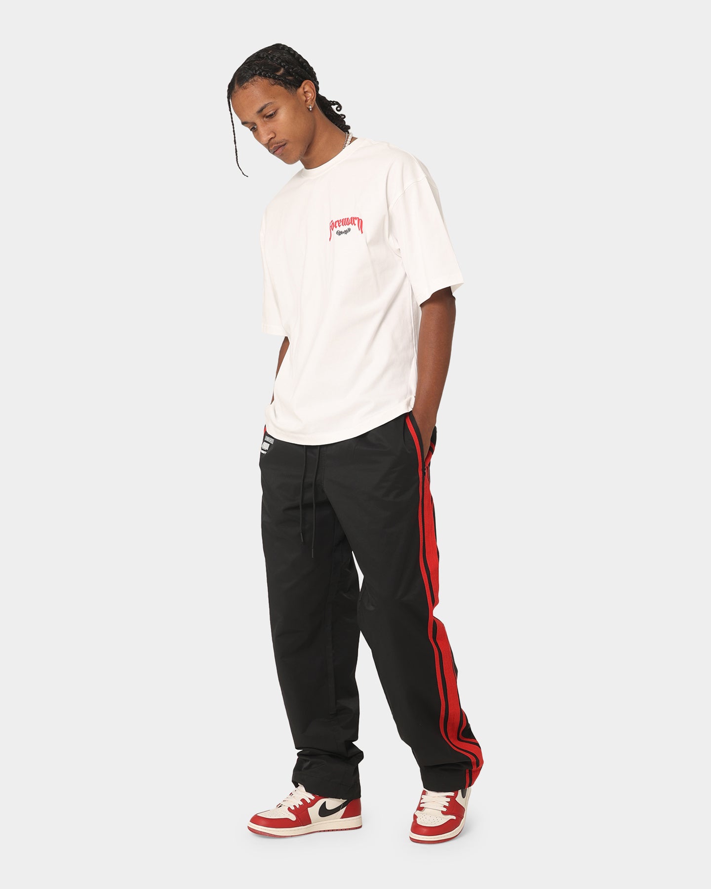 404 Racer Trackpant - Black/Red Athletic Joggers for Men & Women | Comfortable Running Pants for Gym, Workout & Casual Wear
