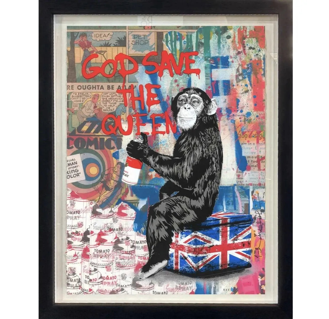 MR BRAINWASH GOD SAVE THE QUEEN Original Street Art Print - Perfect for Home Decor, Office Wall Art & Gift for Pop Art Lovers